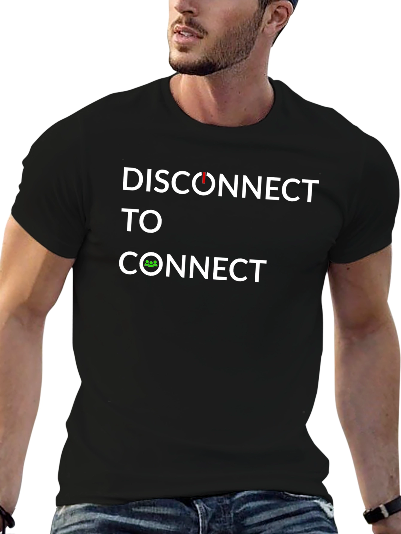 Black Disconnect to Connect Graphic Tee view 6