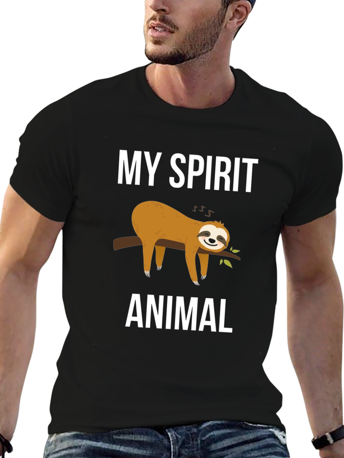 Black My Spirit Animal Sloth Graphic Tee view 6