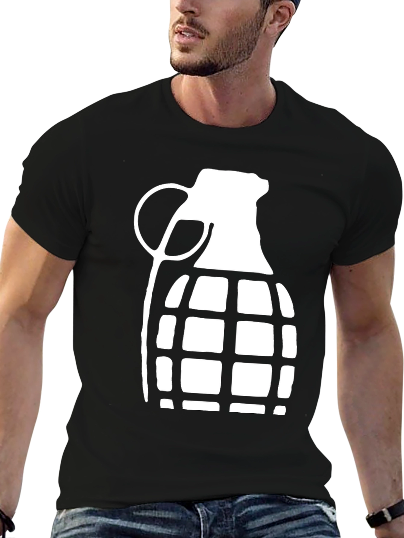 Black Grenade Graphic T-Shirt - Cool Casual Tee view 6