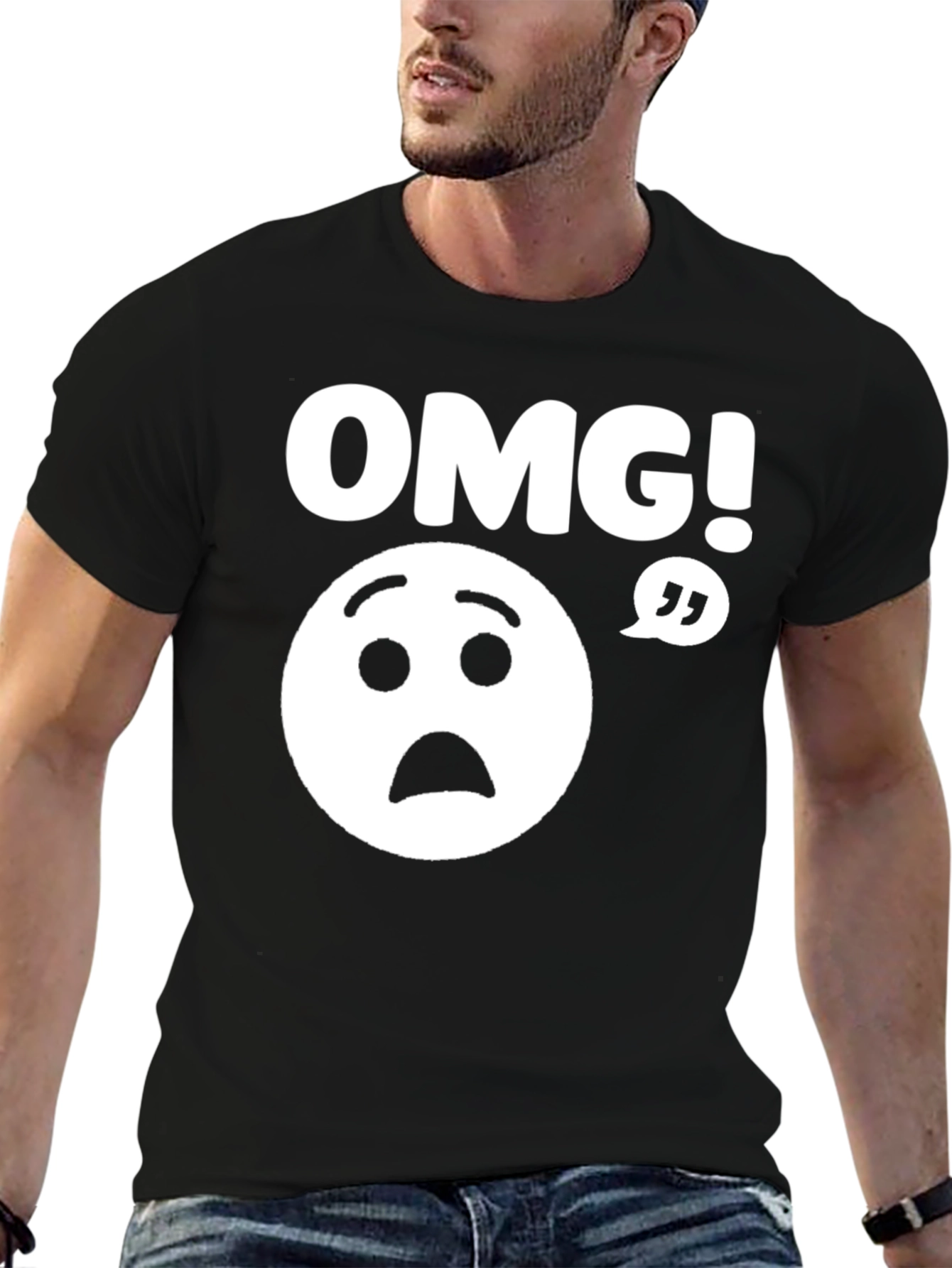 Black OMG! Graphic T-Shirt - Funny Unisex Tee view 6