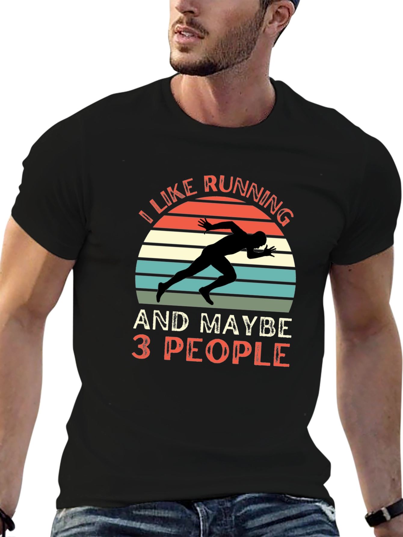 Black I Like Running and Maybe 3 People T-Shirt view 6