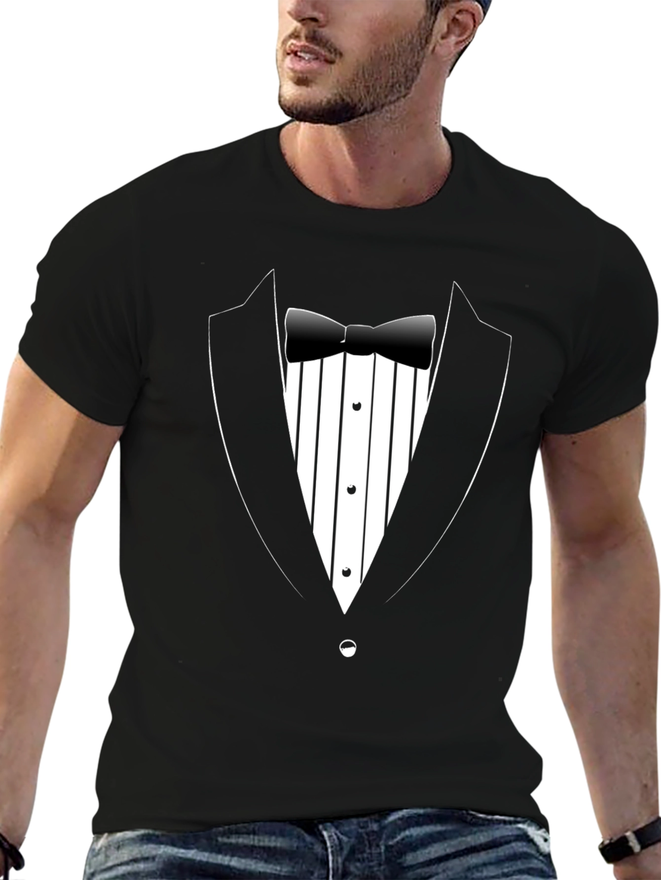 Black Tuxedo T-Shirt - Novelty Graphic Tee view 6