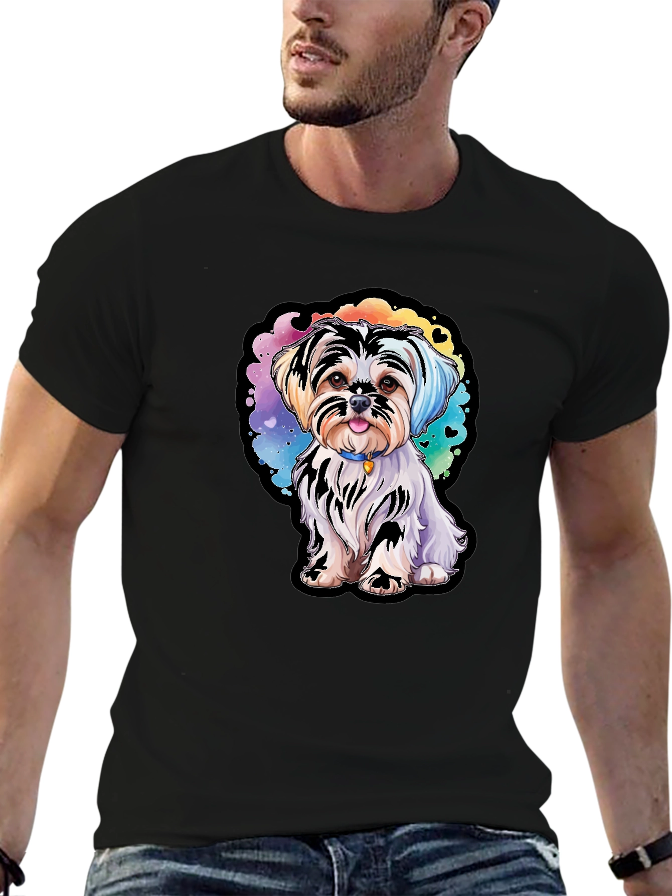 Black Cute Dog Graphic Tee - Stylish Unisex T-Shirt view 6