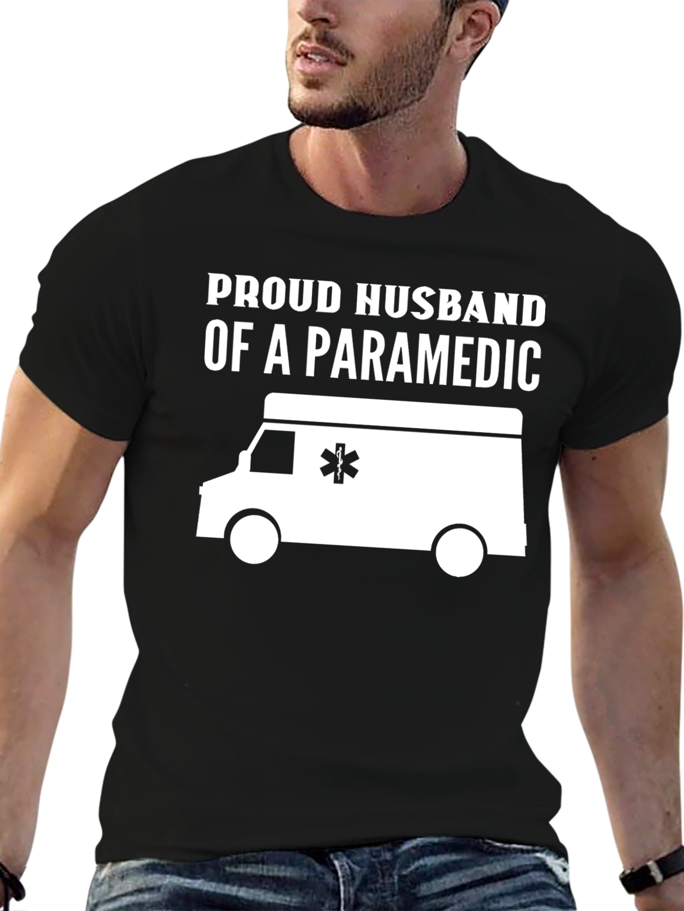 Black Proud Husband of a Paramedic T-Shirt view 6