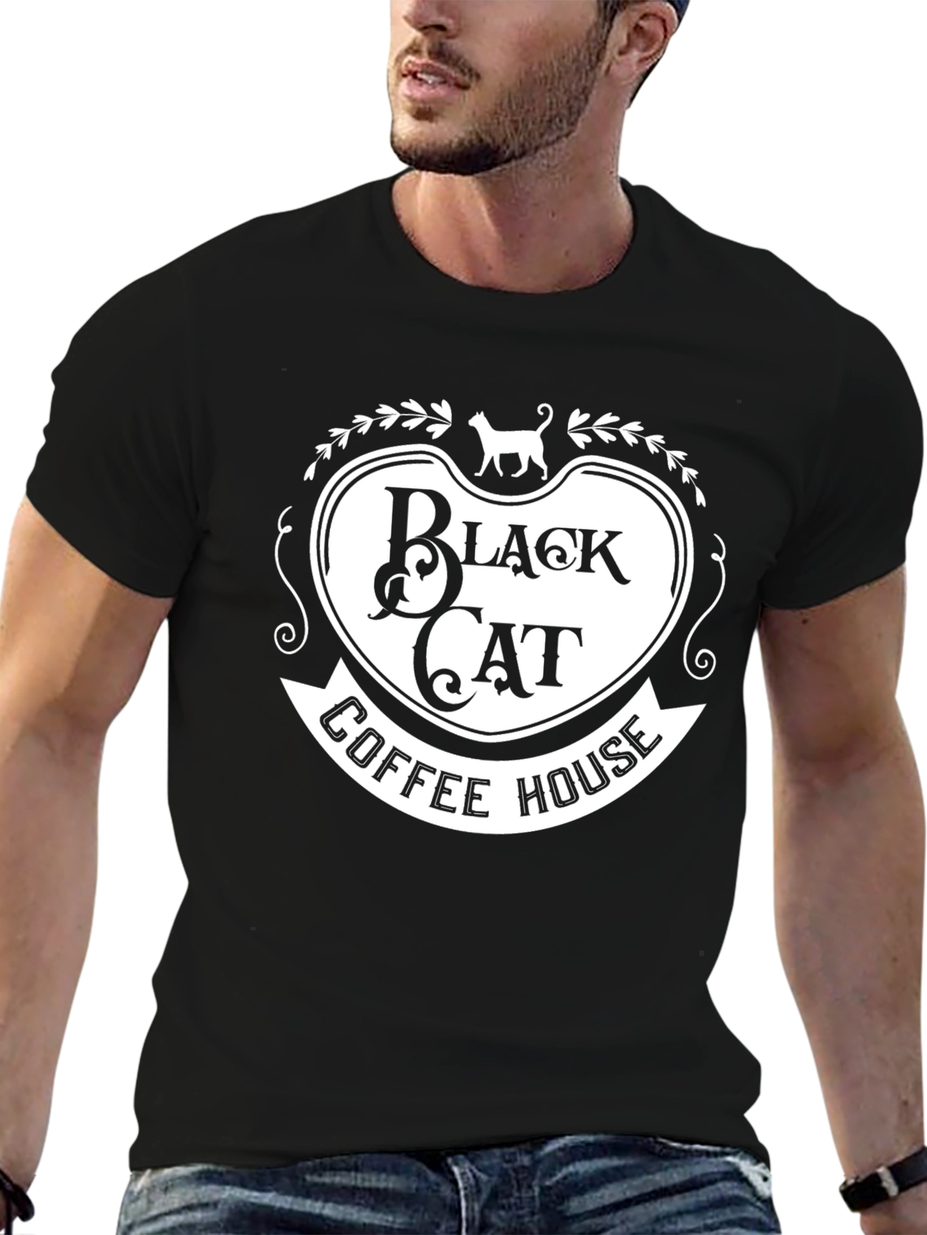 Black Black Cat Coffee House Graphic Tee view 6