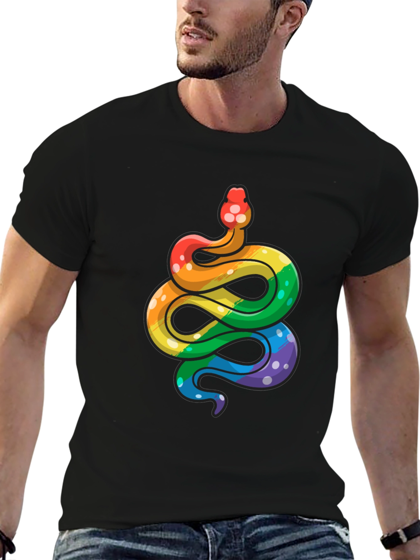Black Rainbow Snake T-Shirt - Pride Apparel view 6