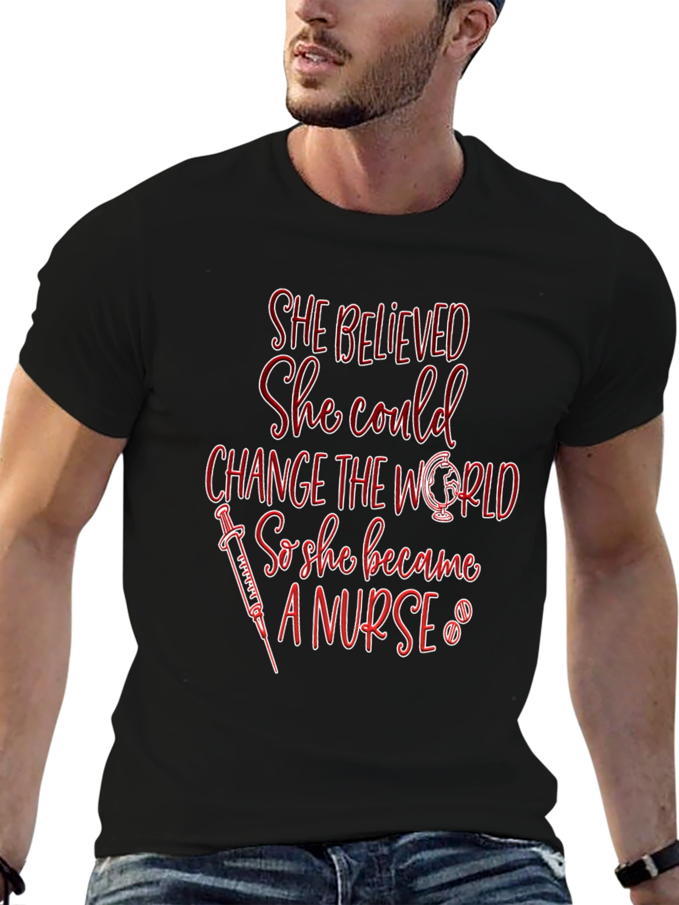 Black Nurse T-Shirt - She Believed She Could Change the World view 6