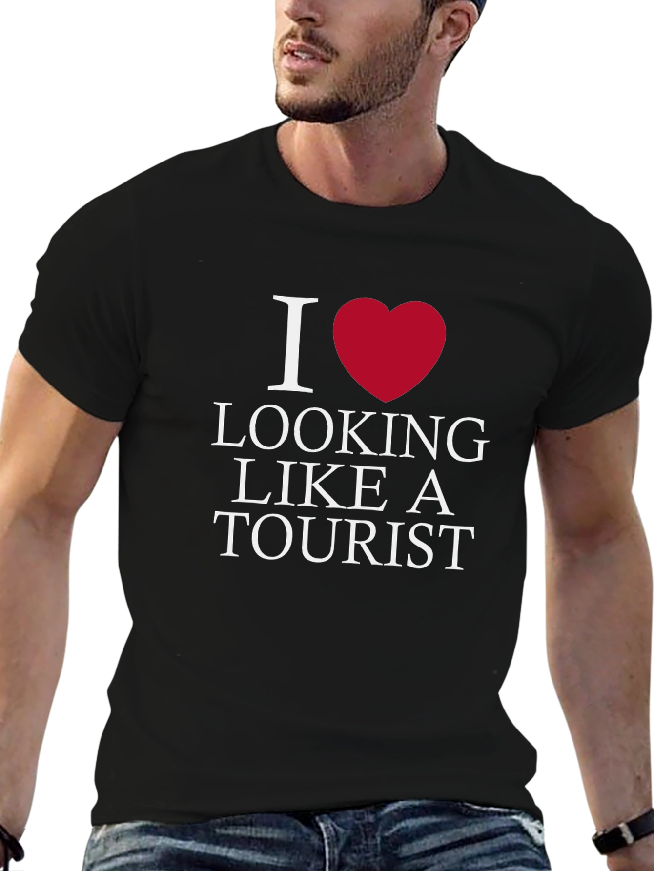 Black I Love Looking Like A Tourist T-Shirt view 6