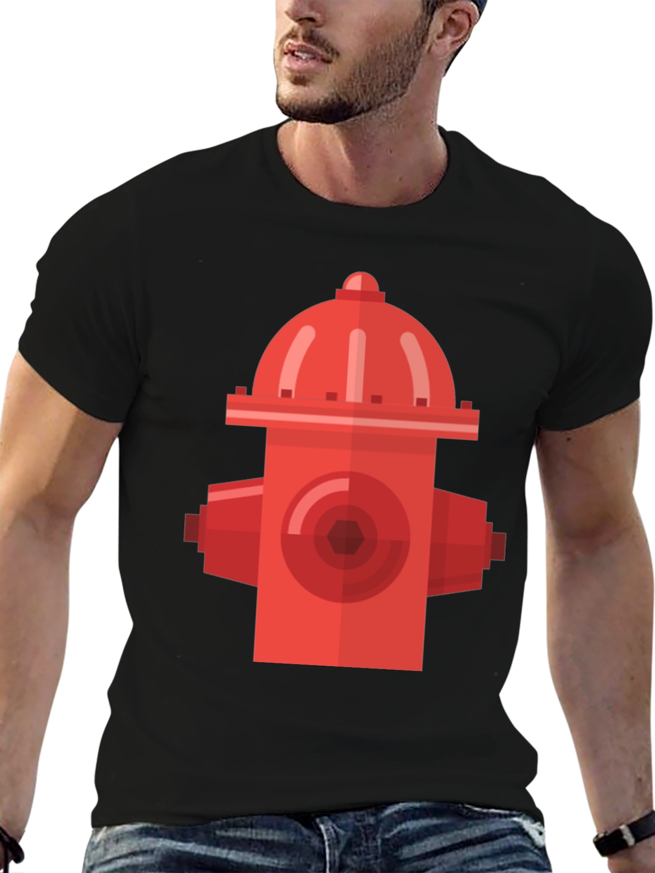 Black Retro Fire Hydrant Black T-Shirt - Urban Style view 6