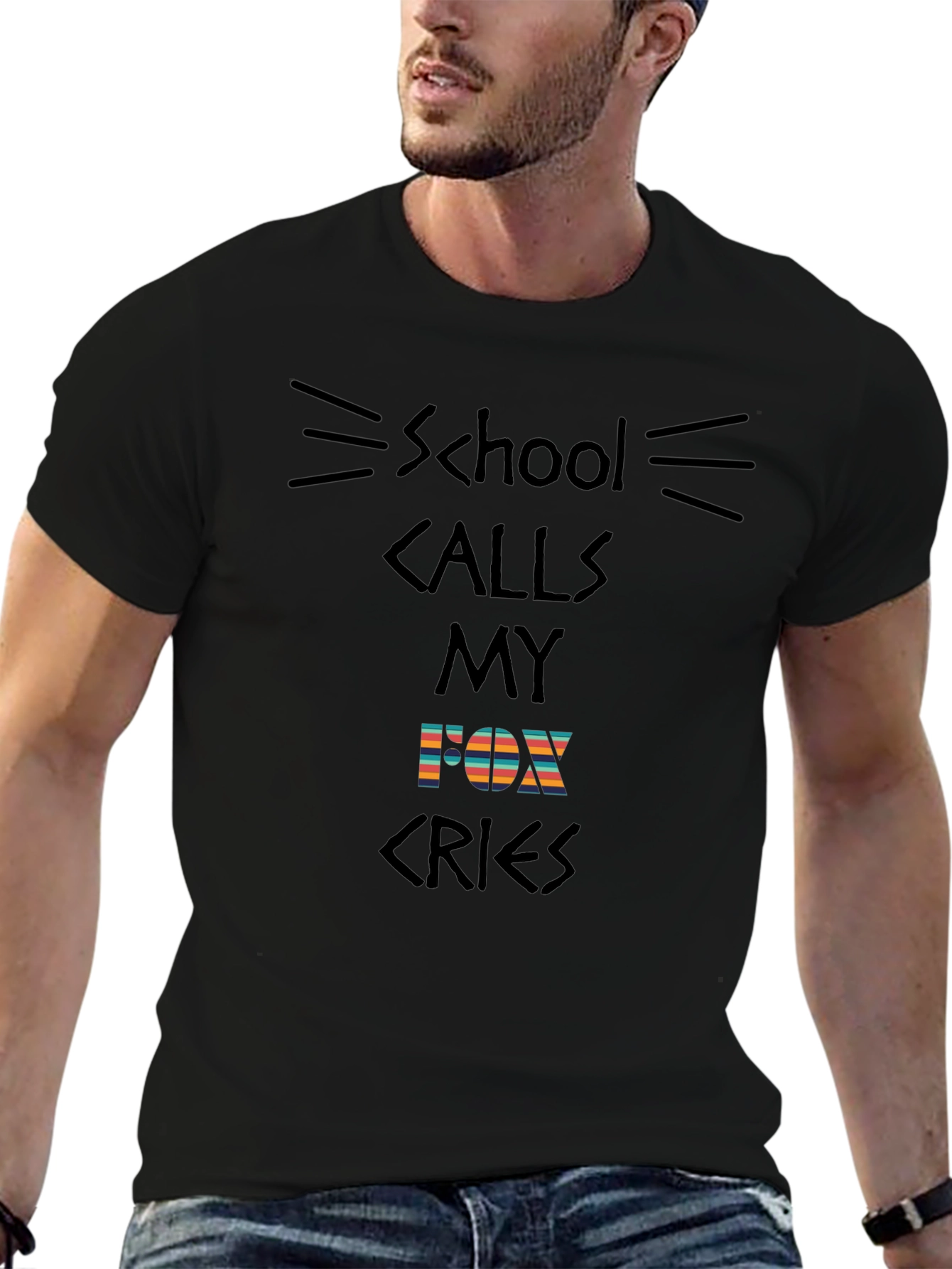 Black School Calls My Fox Cries T-Shirt - Novelty Graphic Tee view 6