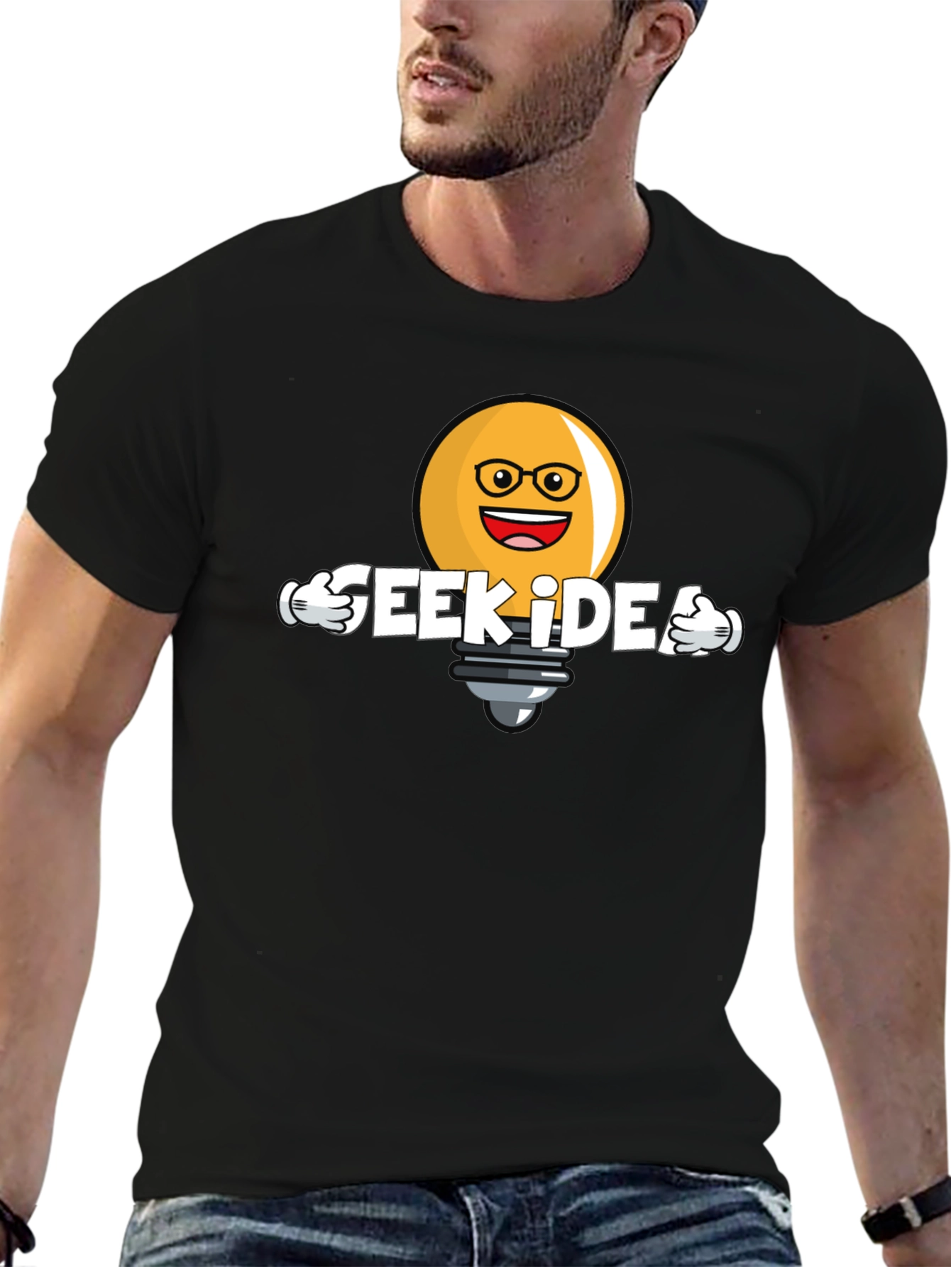 Black Geek Idea T-Shirt - Unique Graphic Tee view 6