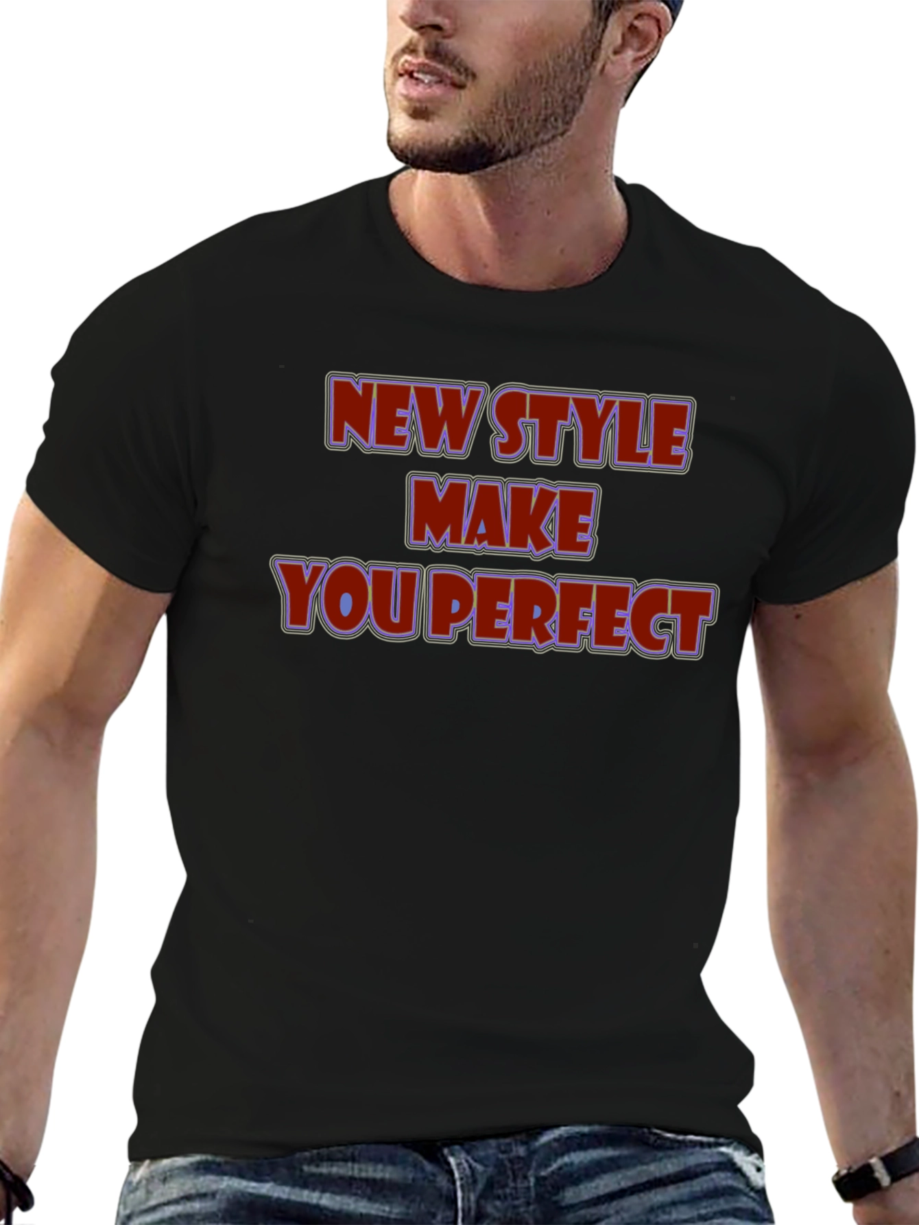 Black New Style Make You Perfect Black Graphic Tee view 6