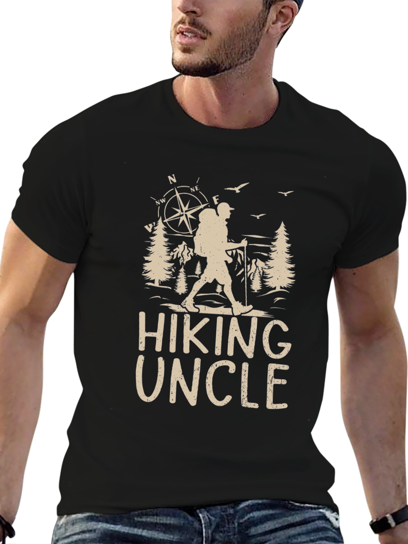 Black Hiking Uncle Graphic Tee - Outdoors Adventure Shirt view 6