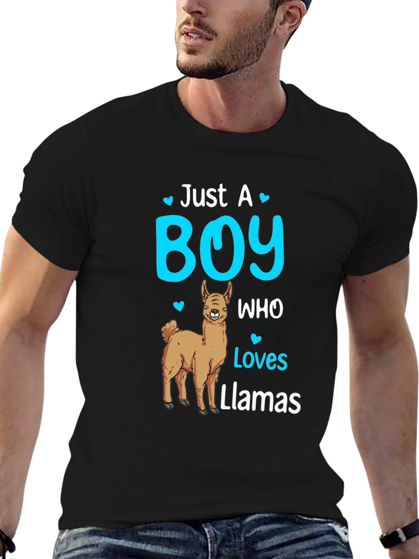 Black Boy Who Loves Llamas T-Shirt - Cute Animal Lover Tee view 6