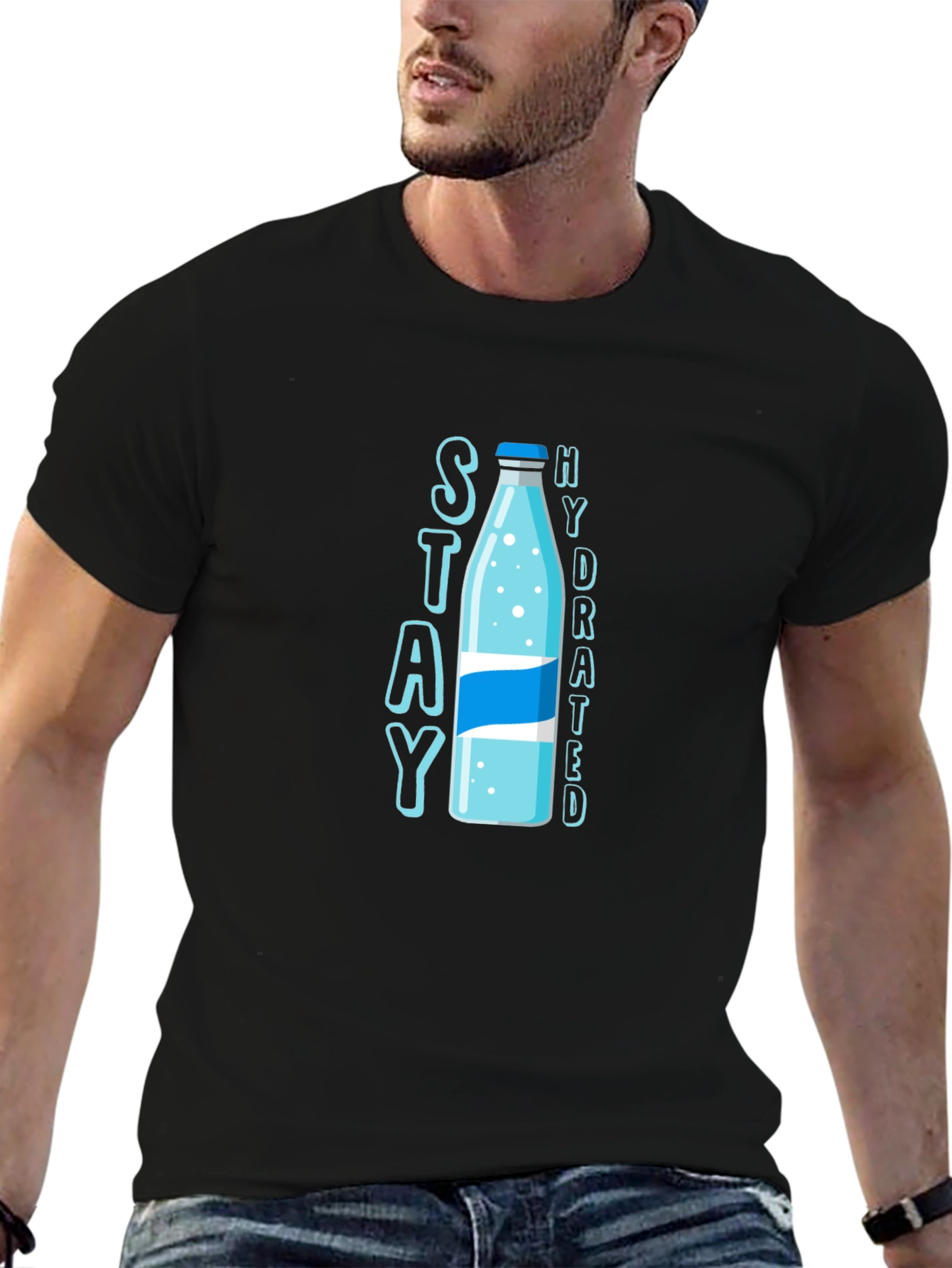Stay Hydrated T-Shirt: Stylish Water Bottle Design - 6