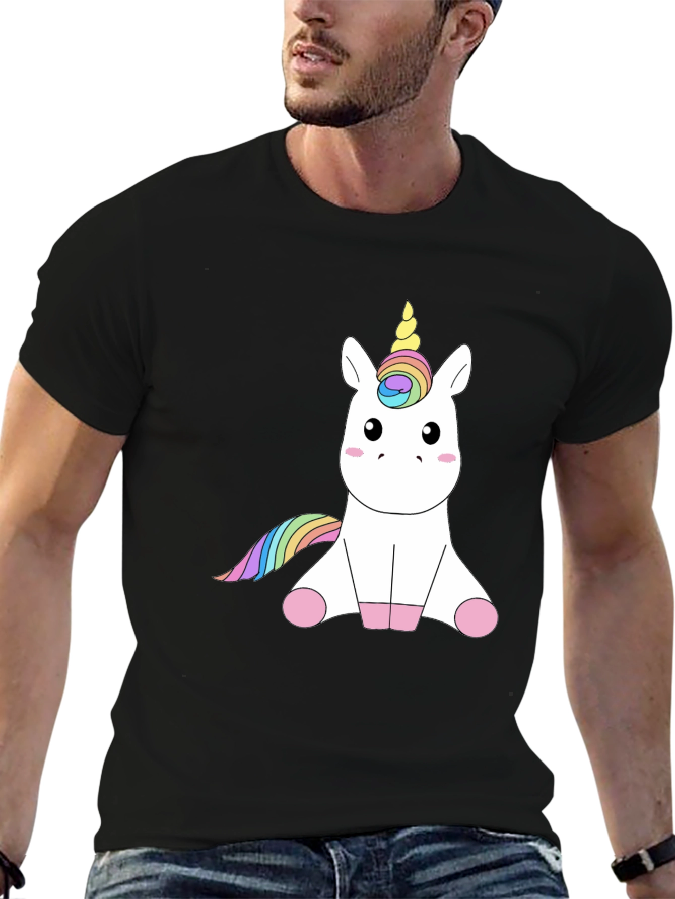 Black Unicorn Graphic Tee - Men's Black T-Shirt view 6