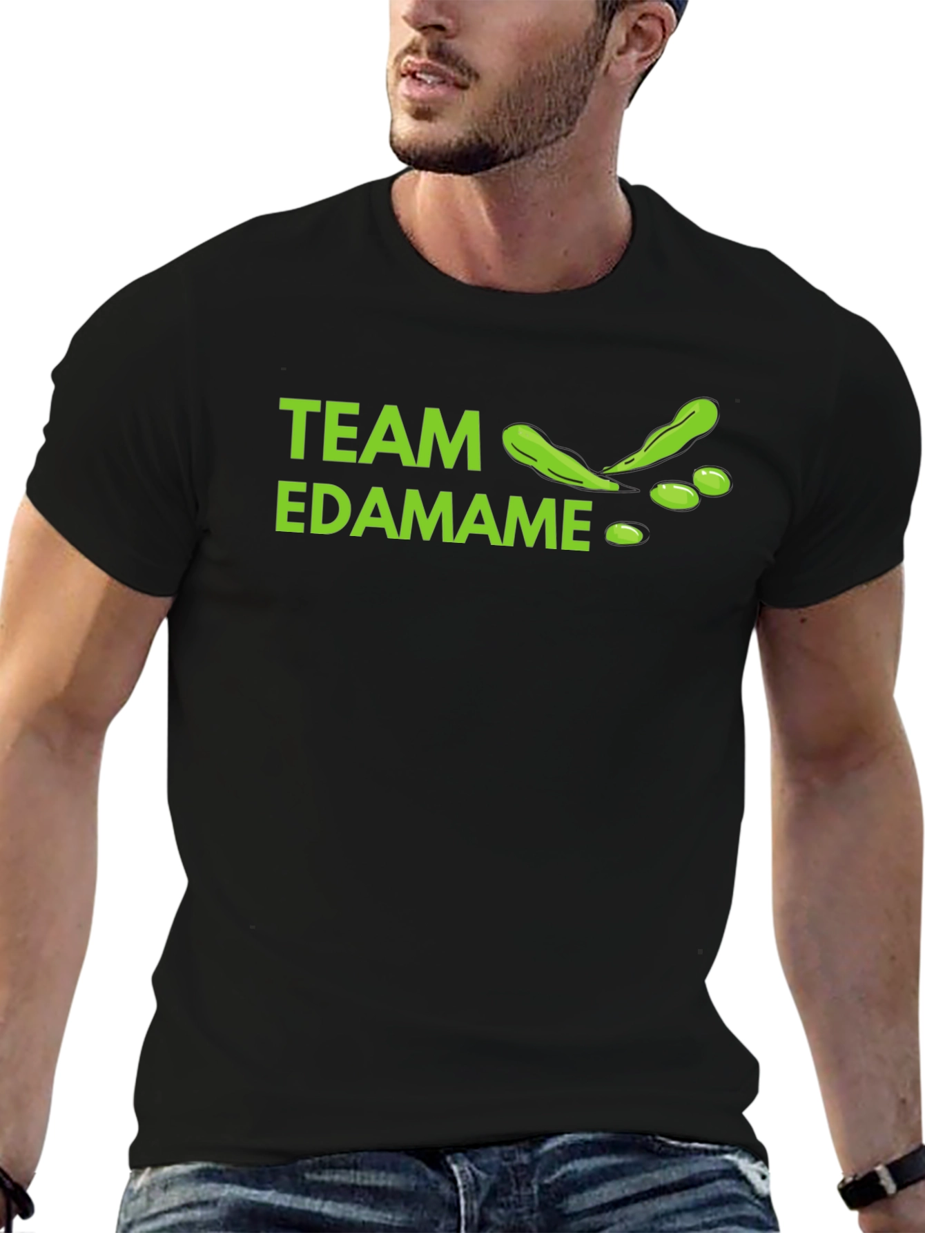 Black Team Edamame T-Shirt - Green Graphic Tee view 6