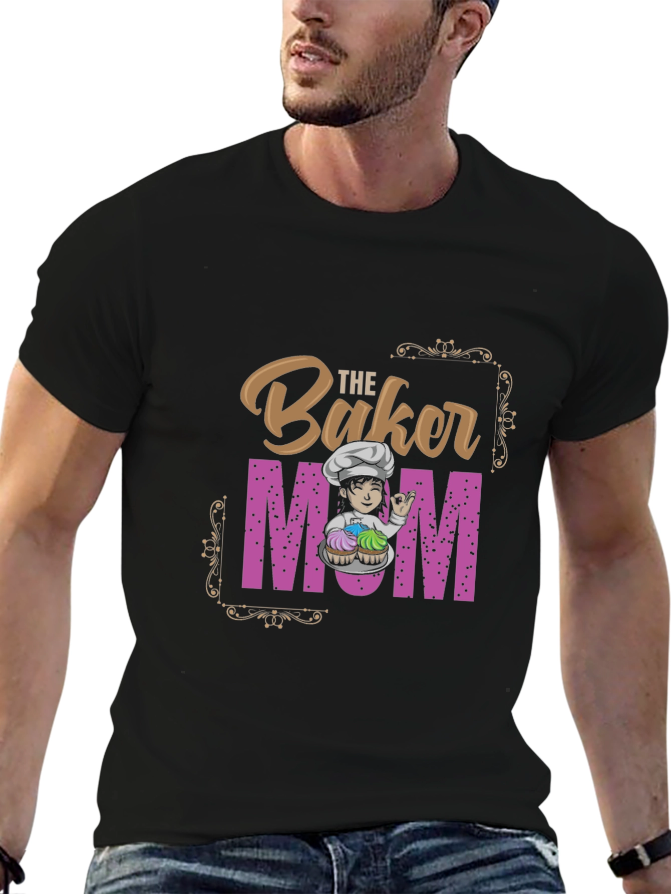 Black Baker Mom T-Shirt - Baking Love view 6