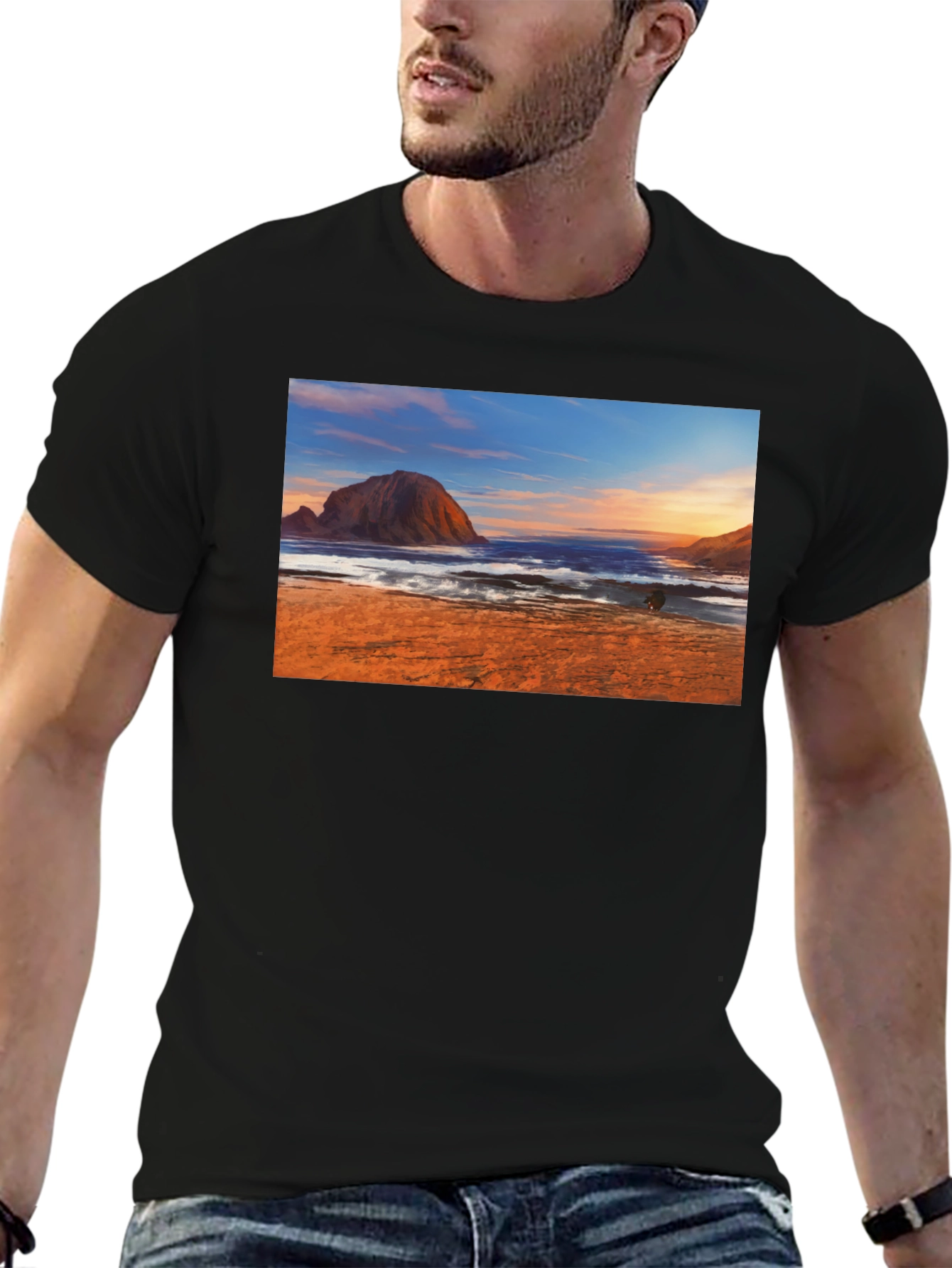 Black Beachscape Graphic Tee - Black Short Sleeve view 6