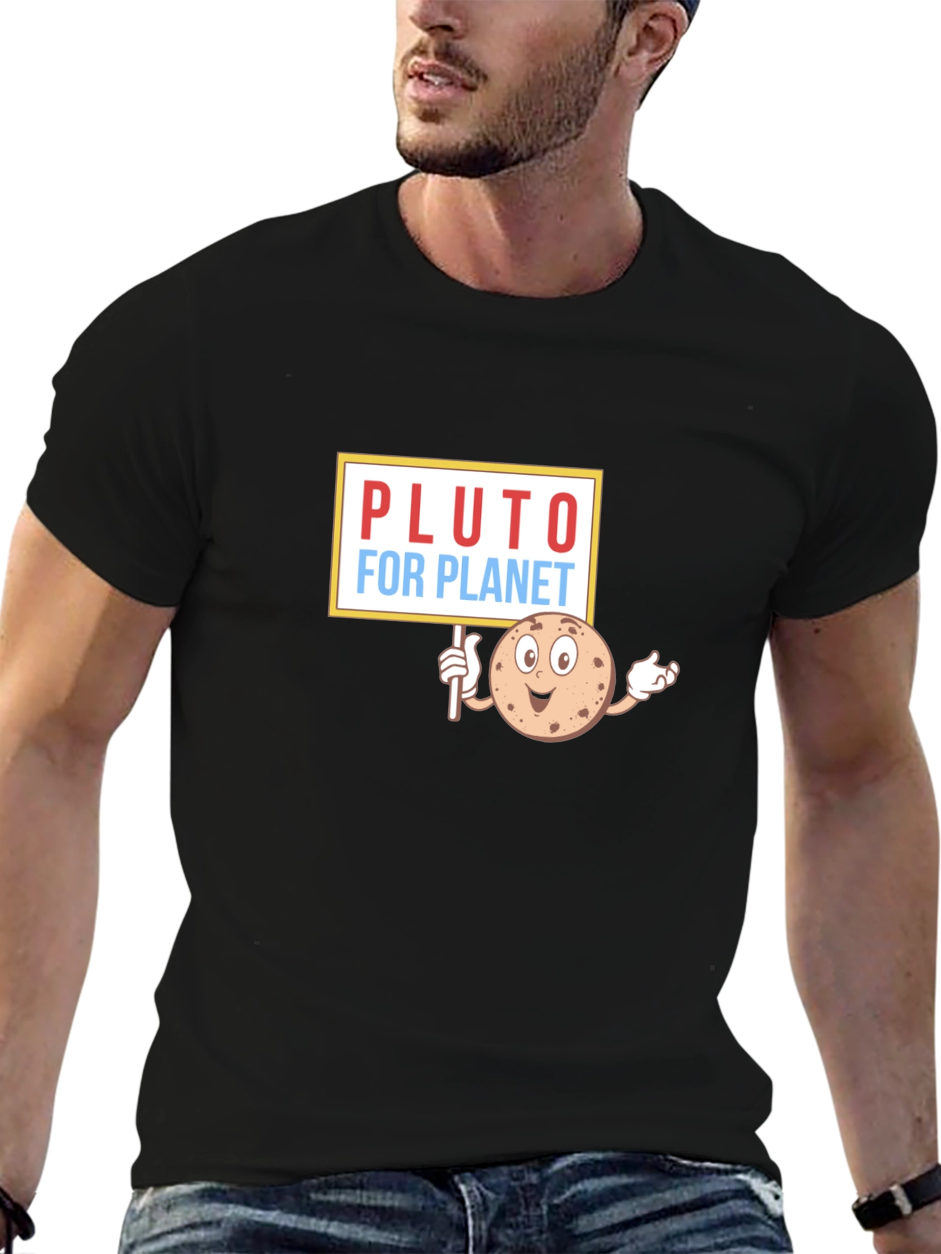 Black Pluto for Planet Graphic T-Shirt view 6
