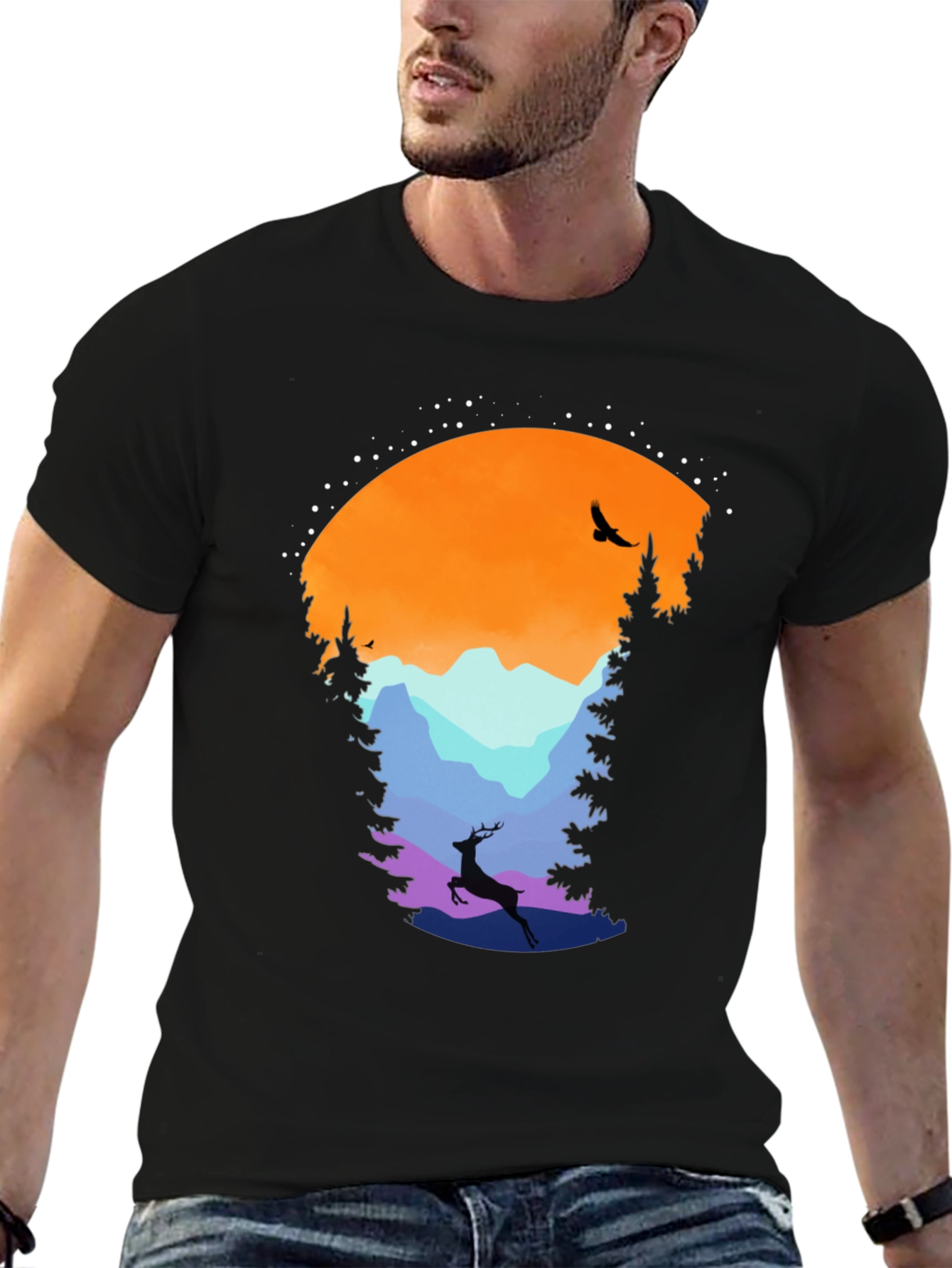 Black Nature Silhouette Graphic Tee view 6