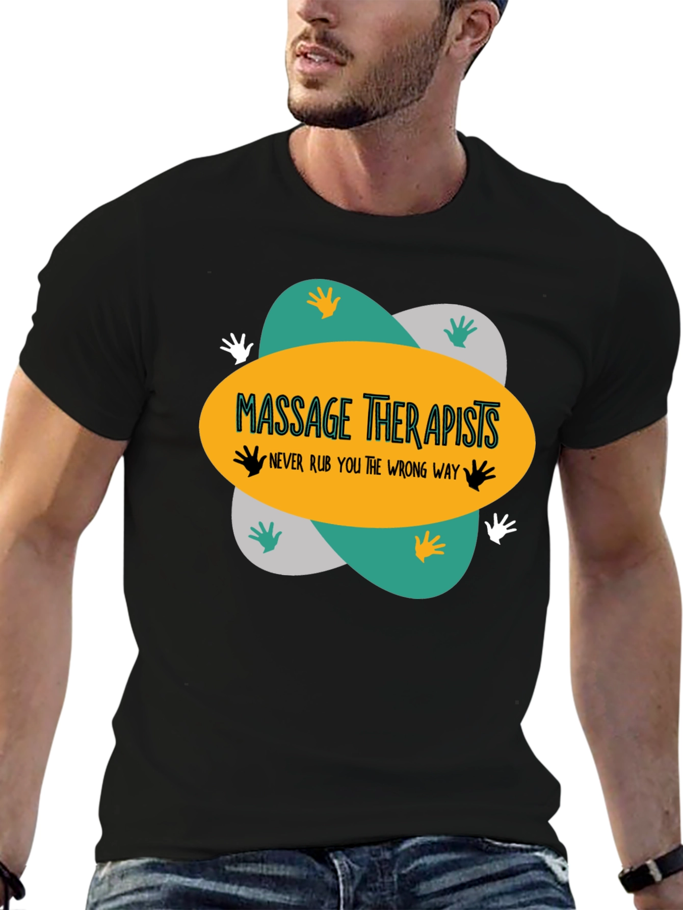 Black Massage Therapists T-Shirt - Funny Massage Gift view 6