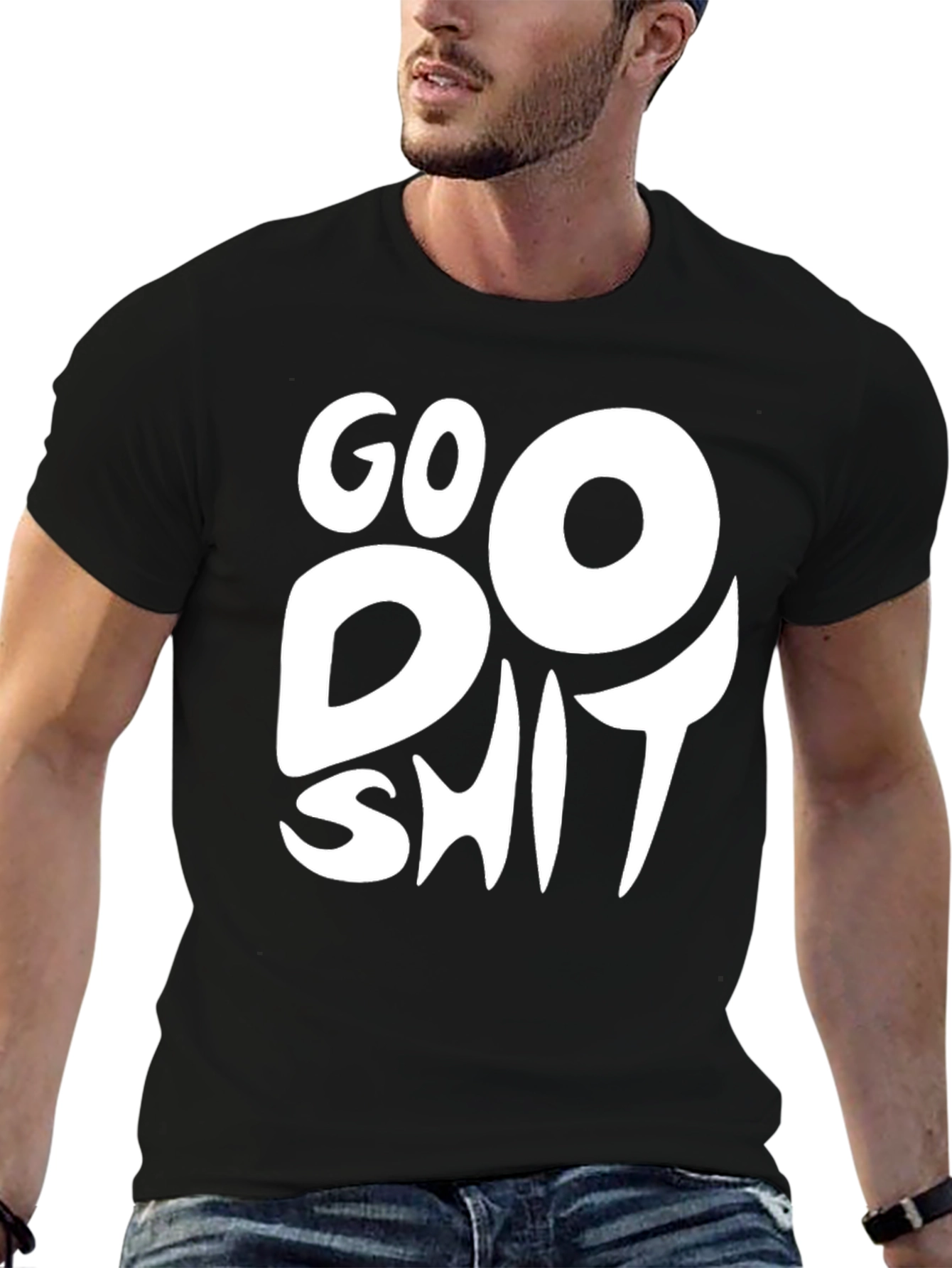 Black Go Do Shit Black Graphic T-Shirt view 6