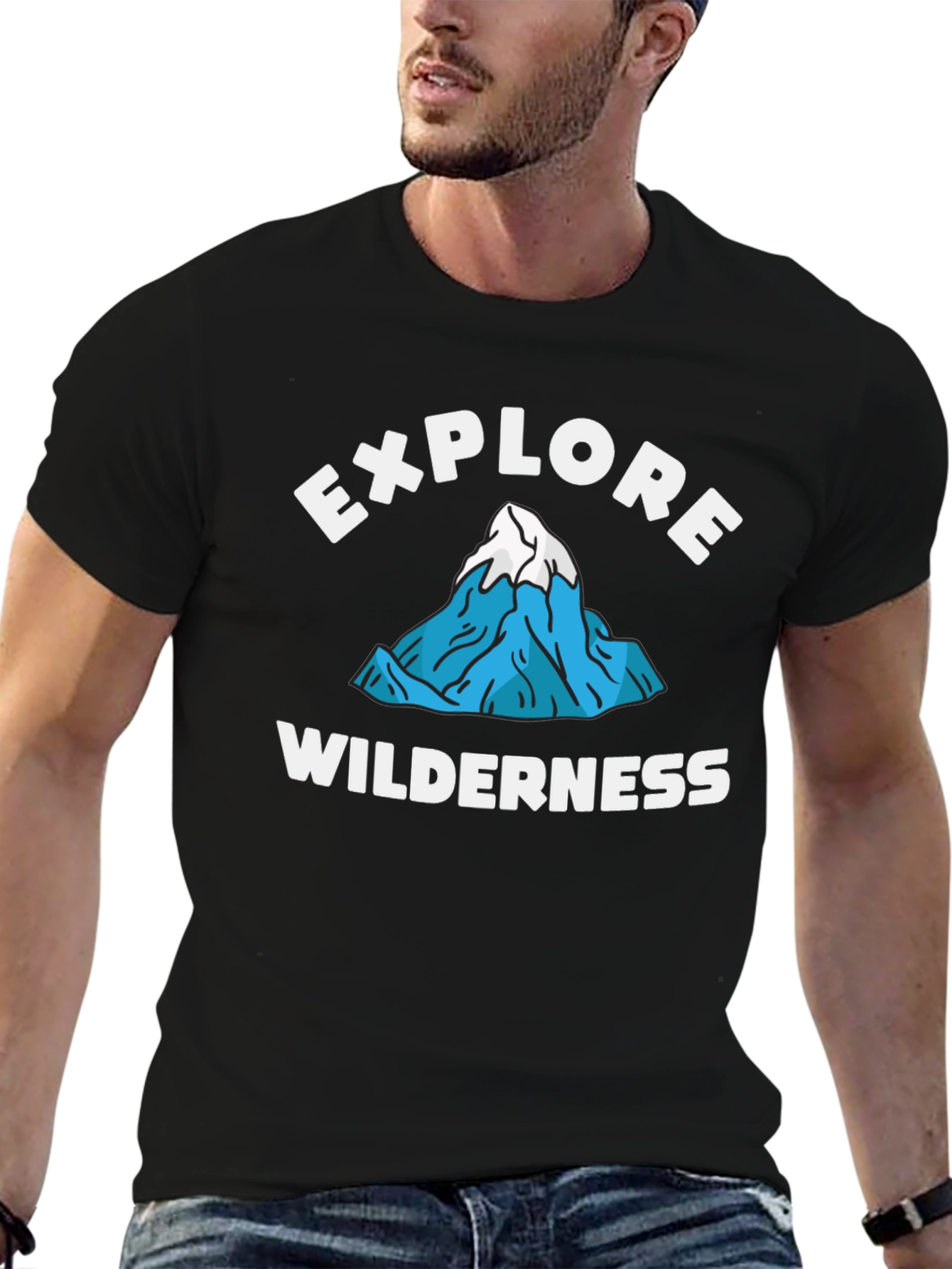 Black Explore Wilderness Graphic Tee - Black Cotton T-Shirt view 6