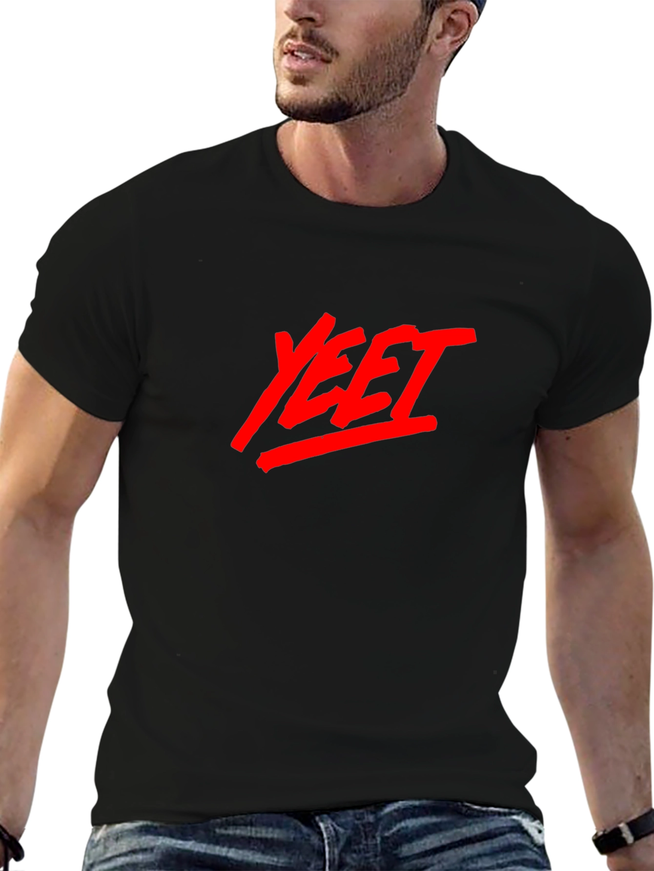Black YEET Graphic Tee - Black Cotton Casual Shirt view 6