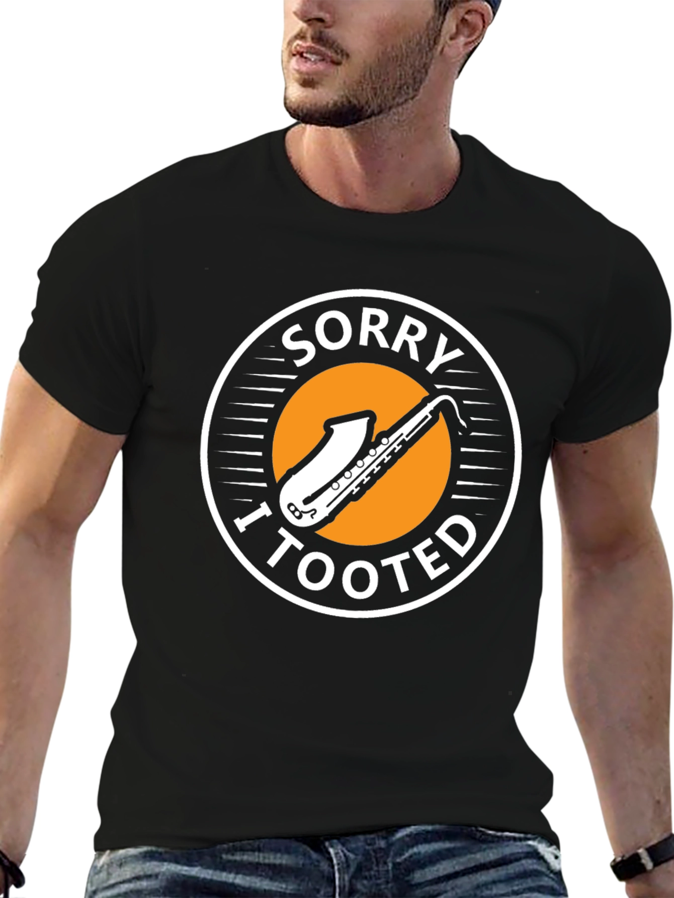Black Sorry I Tooted T-Shirt - Saxophone Funny Music Tee view 6