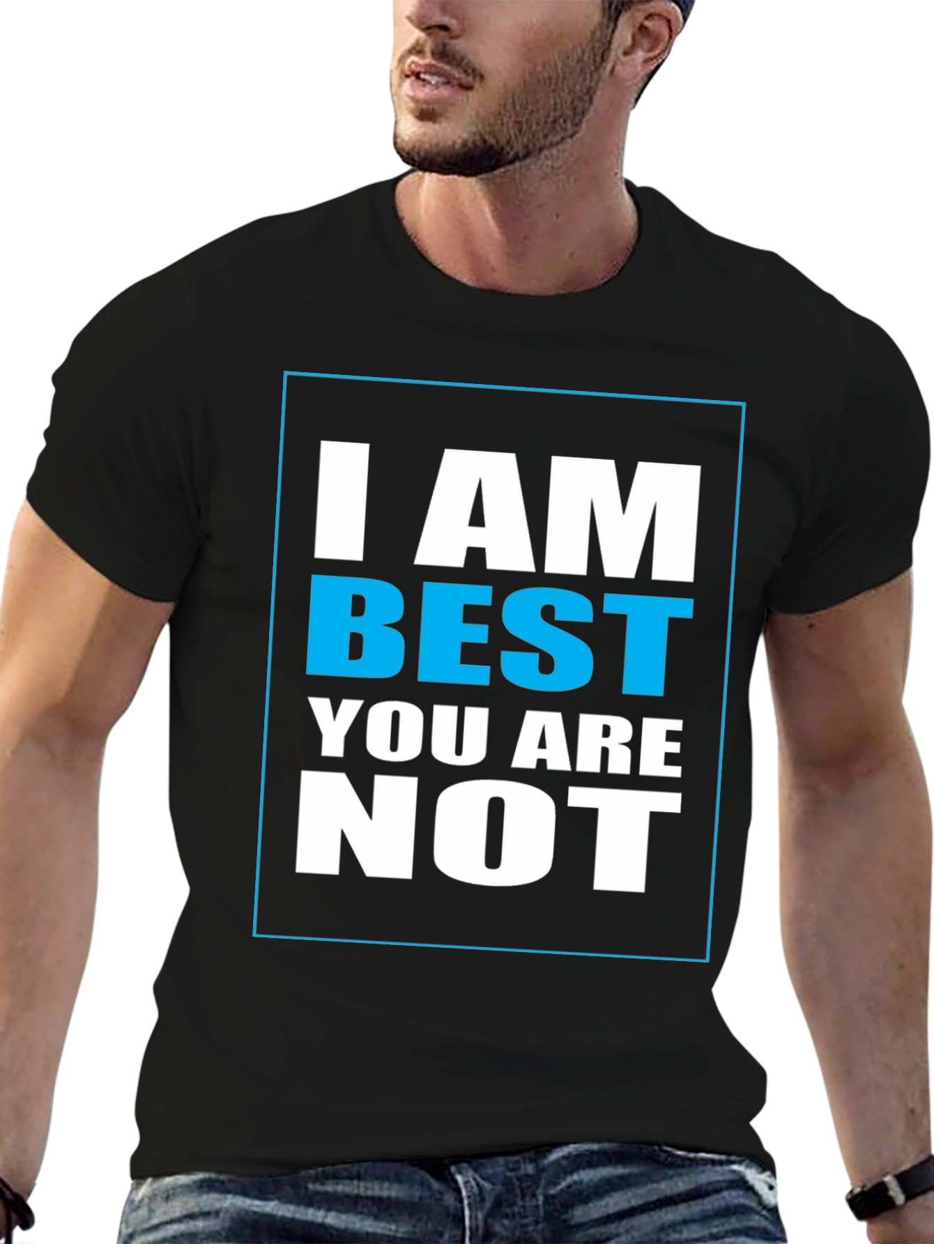 Black I Am Best Graphic Print T-Shirt view 6
