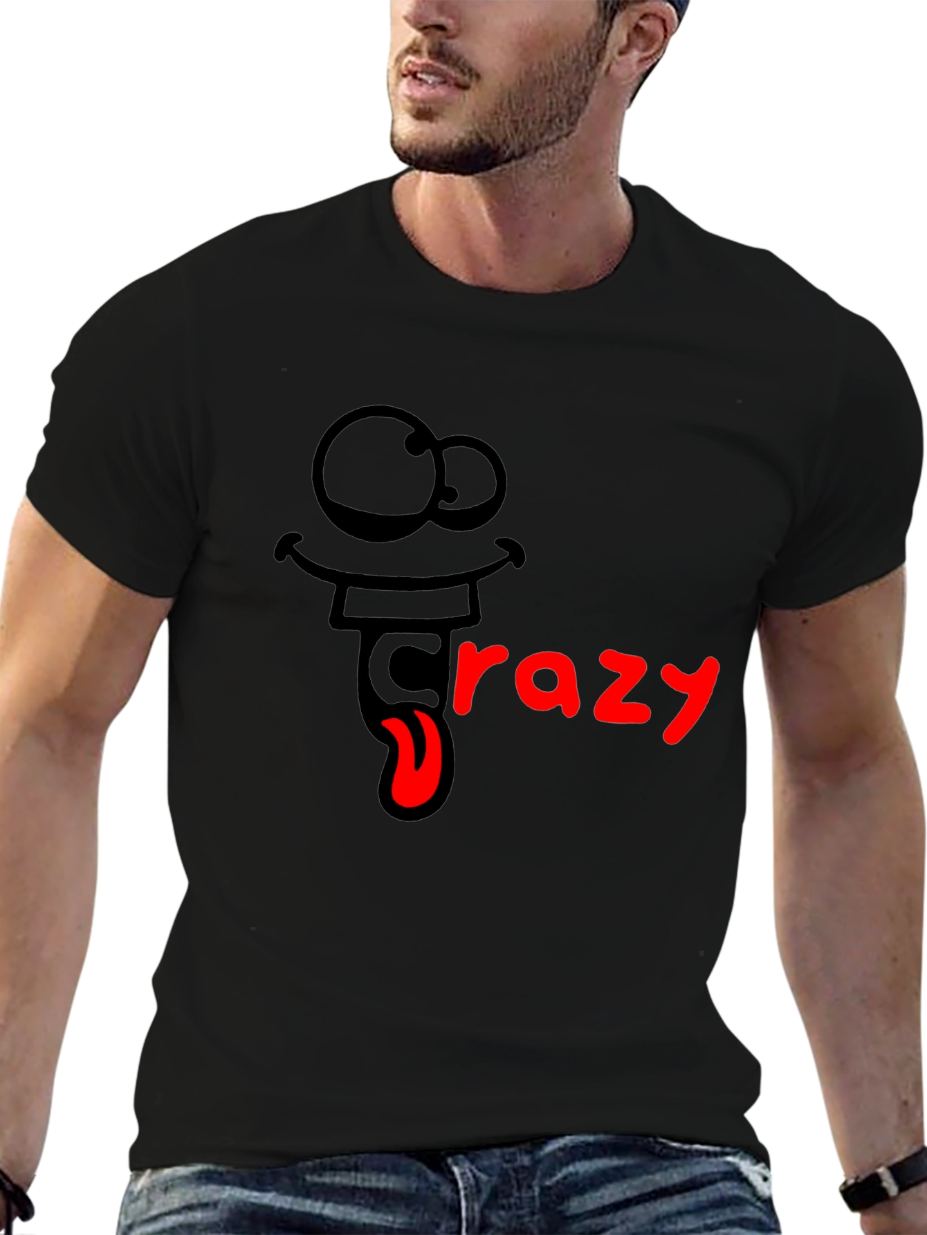 Black Crazy Cartoon Graphic T-Shirt view 6