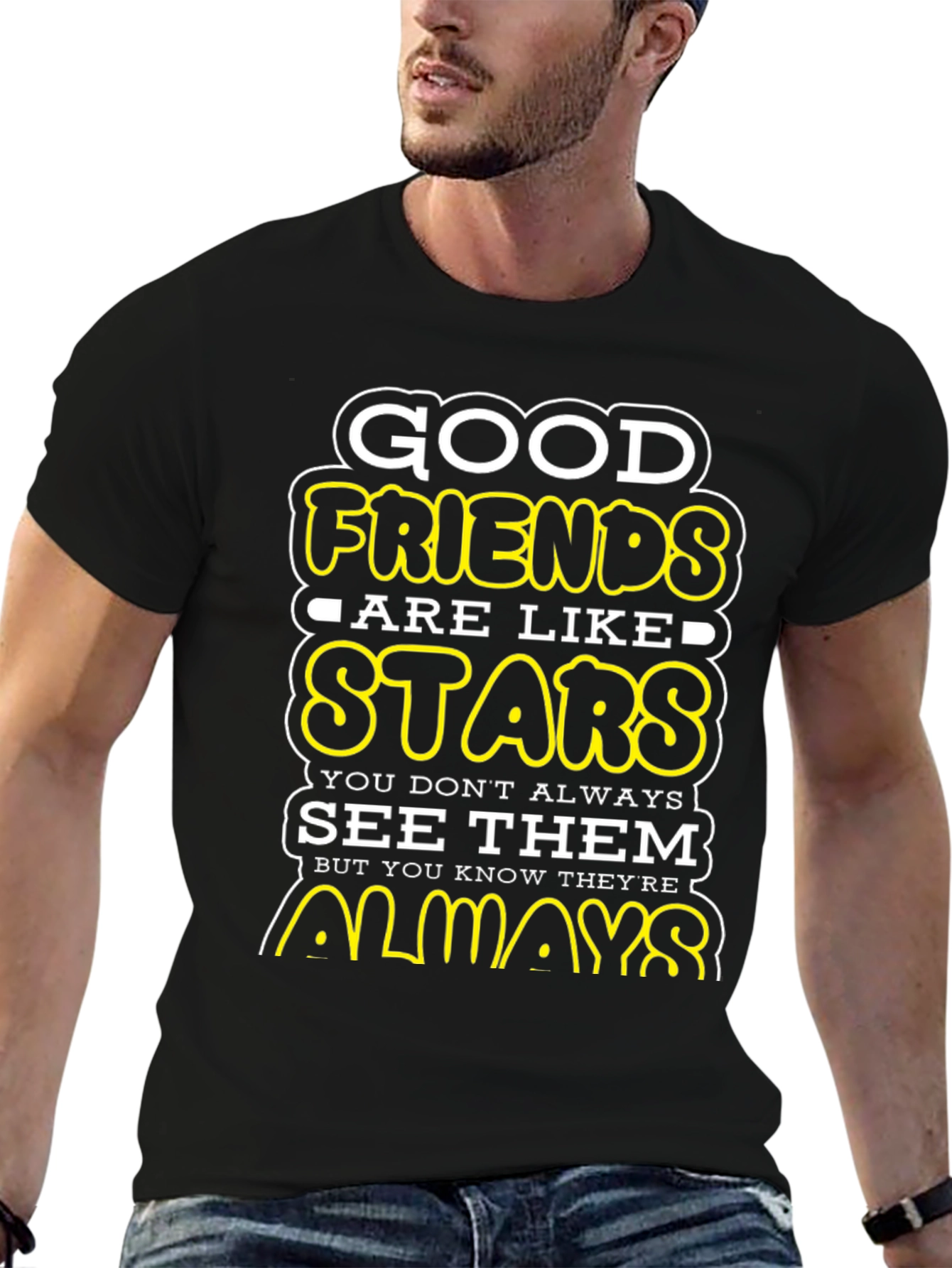 Black Good Friends Are Like Stars Graphic T-Shirt view 6