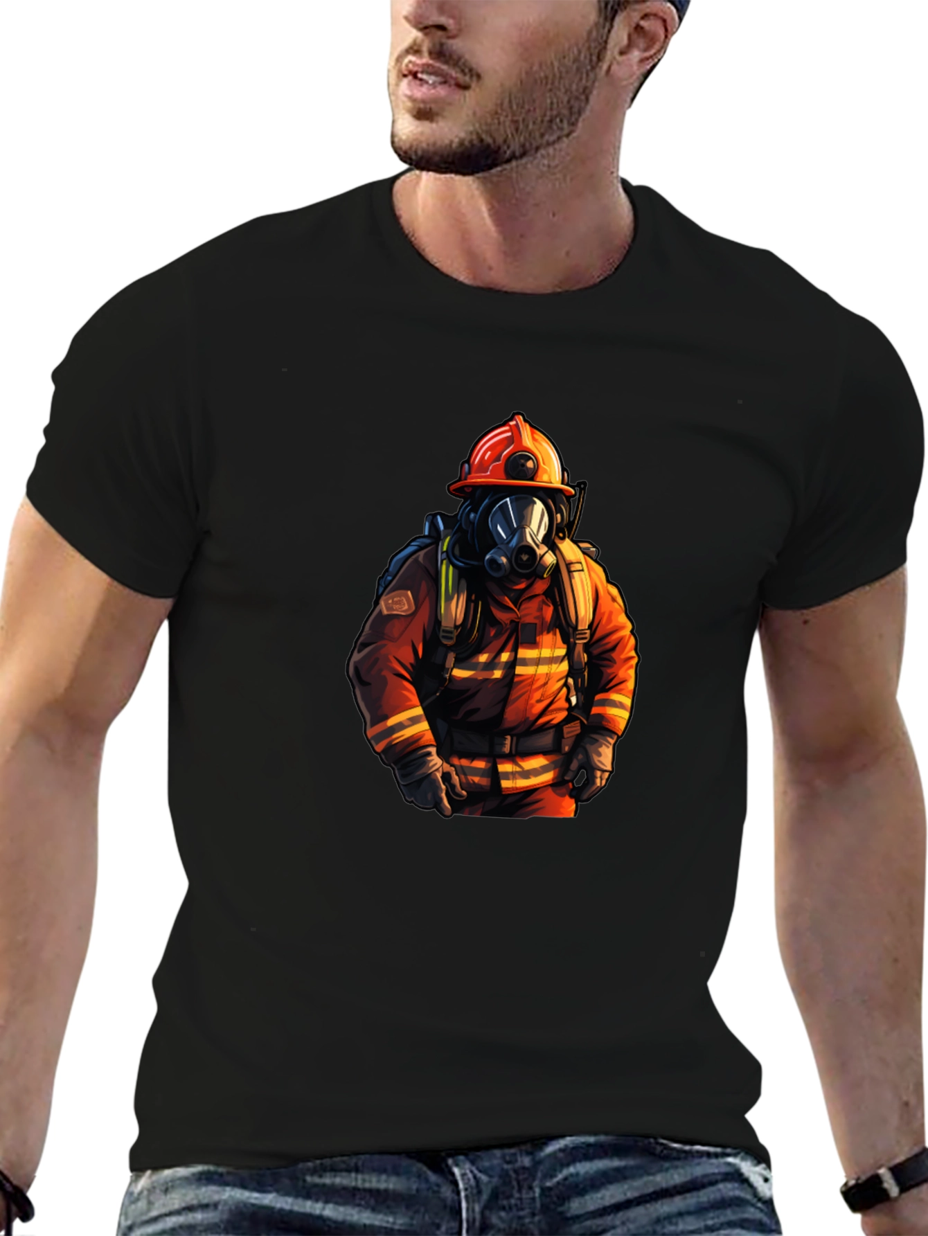 Black Firefighter Graphic T-Shirt - Premium Cotton view 6