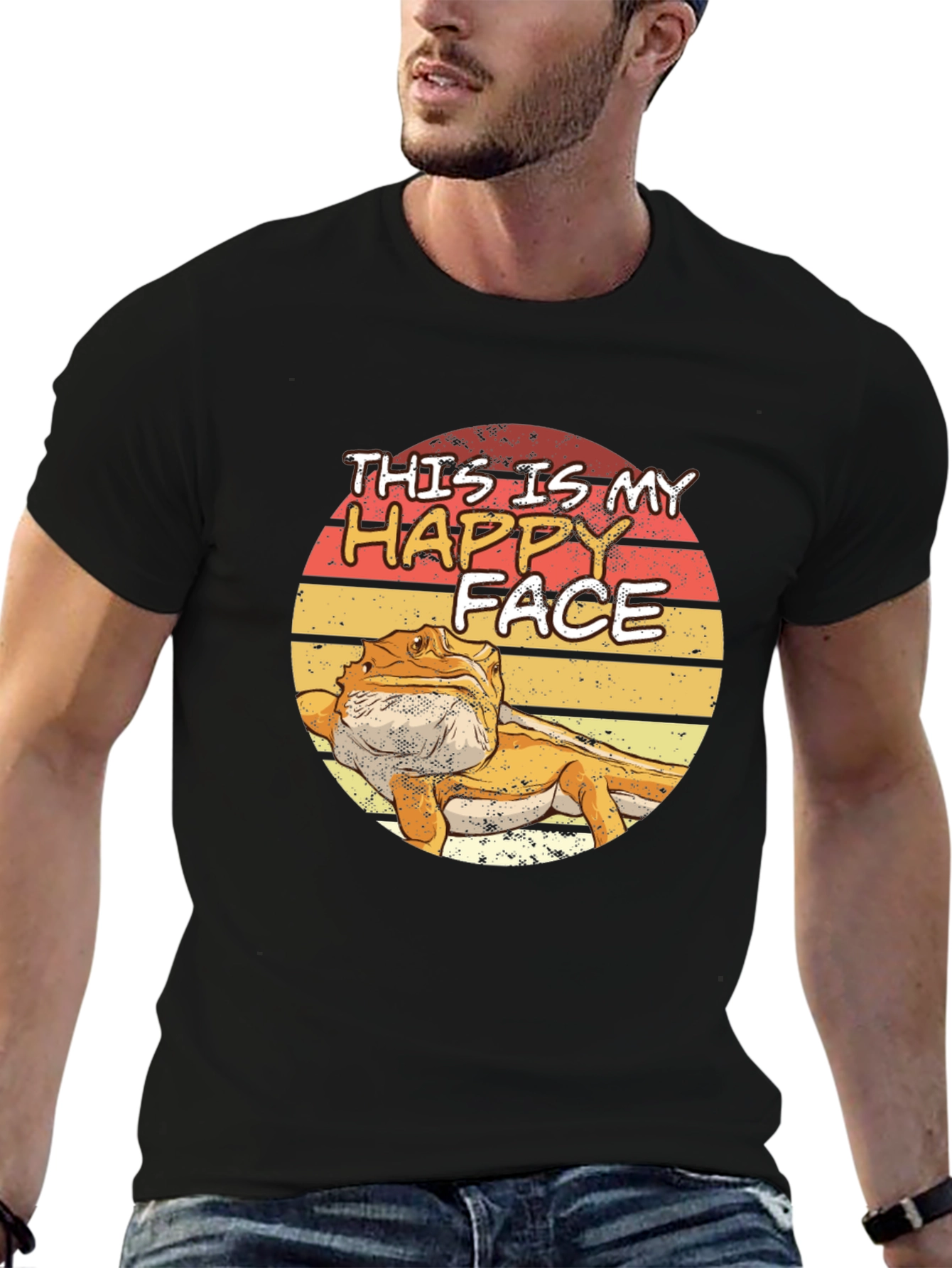 Black Bearded Dragon Happy Face T-Shirt - Lizard Lover Tee view 6