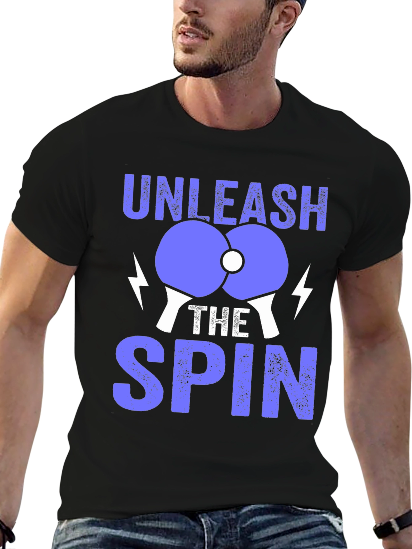 Black Unleash The Spin Table Tennis T-Shirt view 6