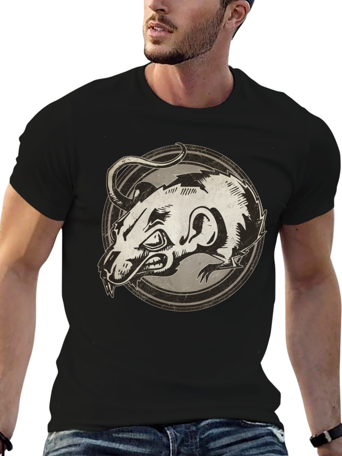 Black Rat Graphic Print Black T-Shirt view 6