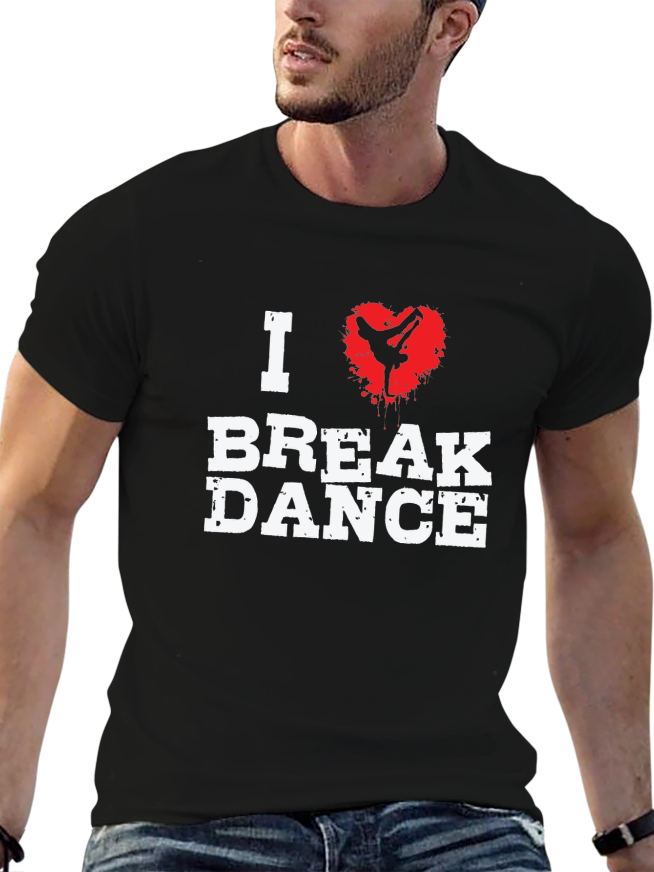 Black I Love Break Dance Graphic T-Shirt - Black view 6