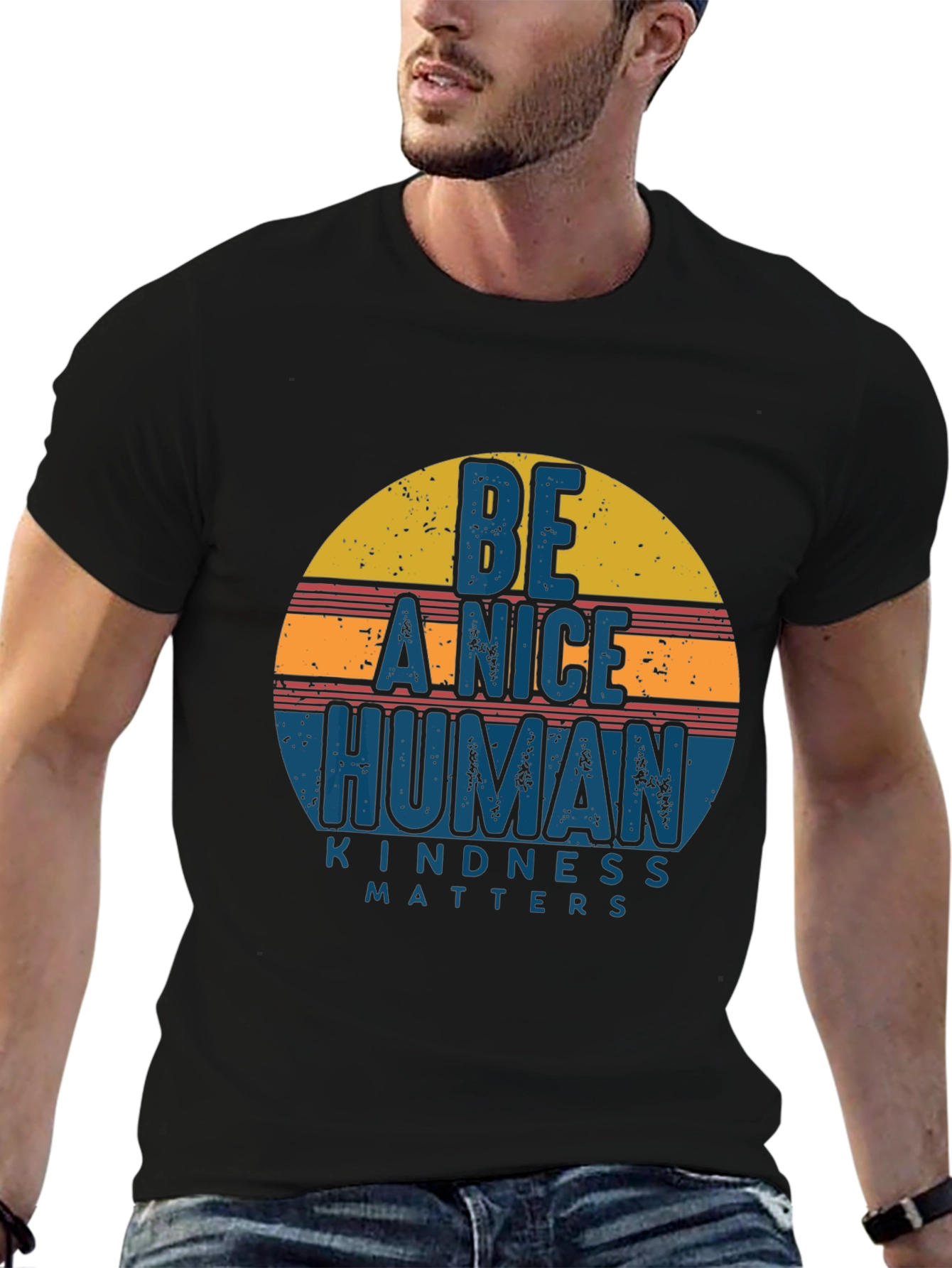 Black Be A Nice Human Kindness Matters Graphic Tee view 6