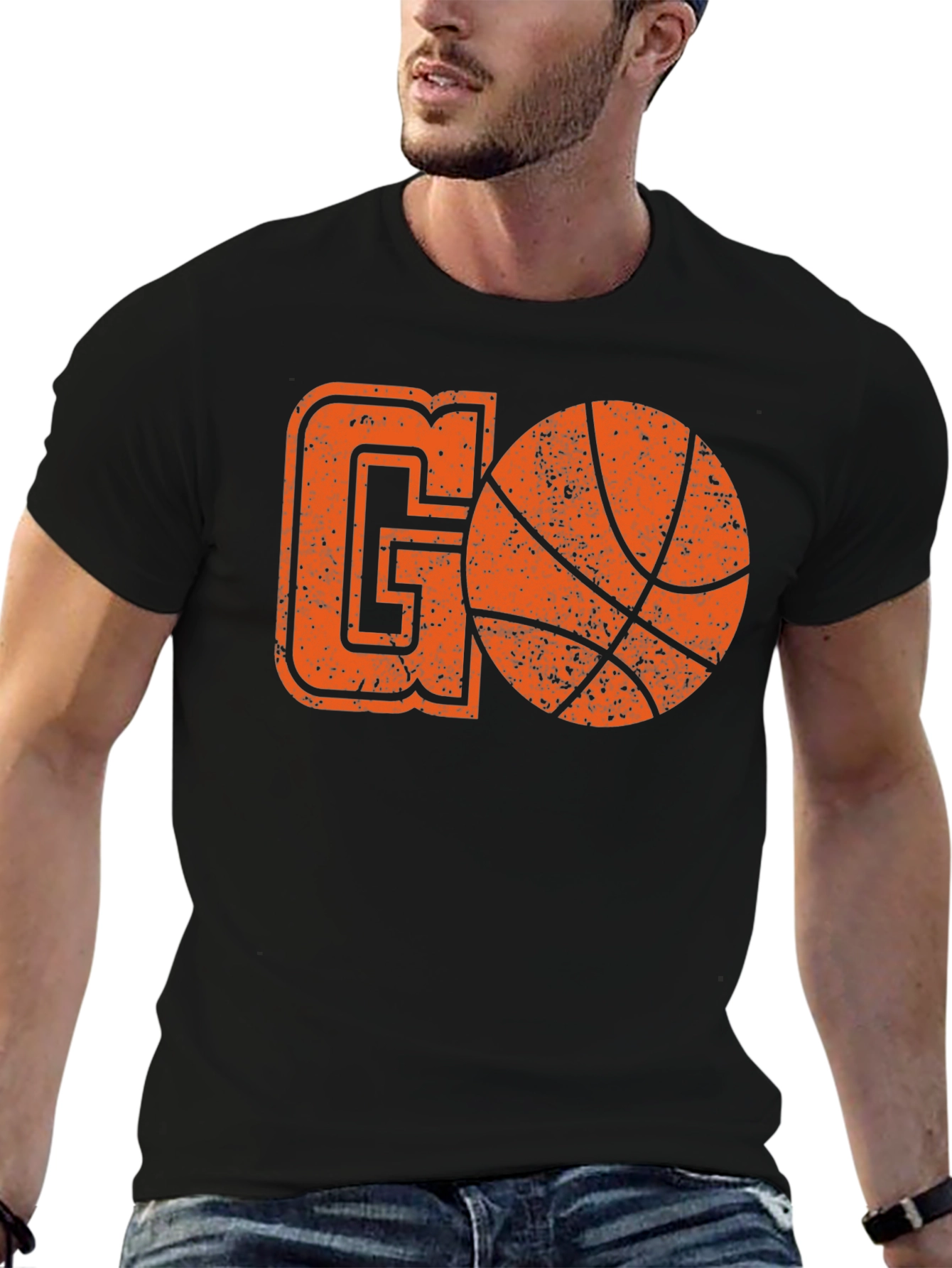 Black Basketball GO T-Shirt - Black Cotton Graphic Tee view 6