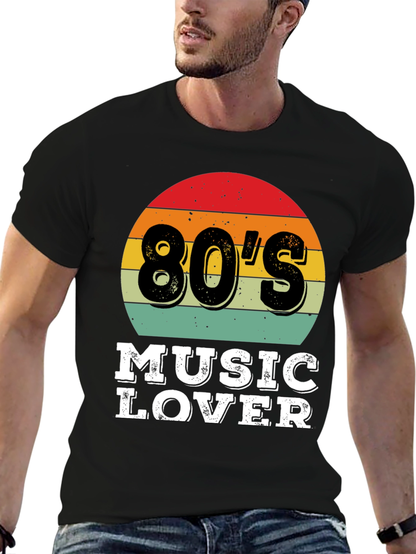 Black 80's Music Lover Graphic Tee - Retro Style view 6