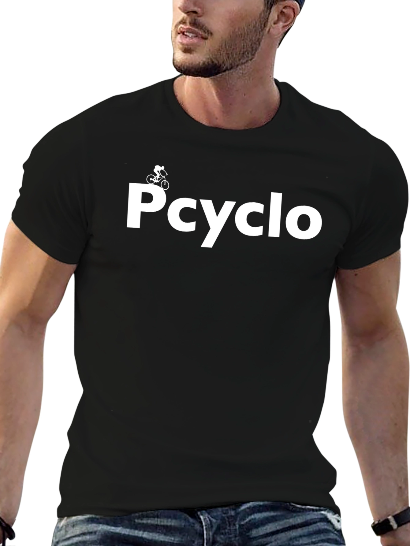 Black Pcyclo Graphic Tee - Cycling Enthusiast T-Shirt view 6