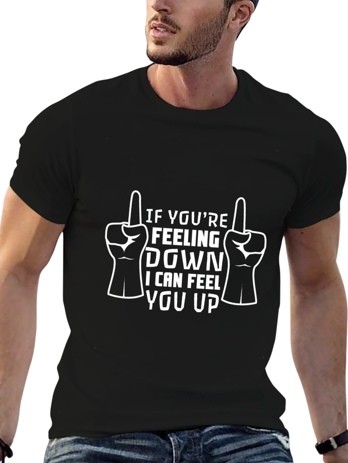 Black Funny Graphic Tee - I Can Feel You Up Humor T-Shirt view 6