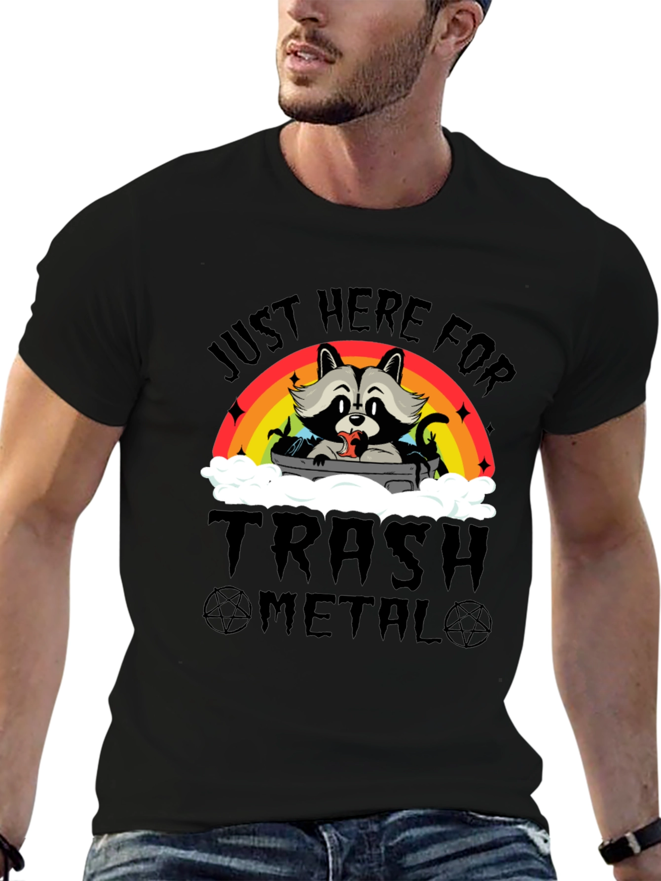 Black Trash Metal Raccoon Graphic T-Shirt view 6