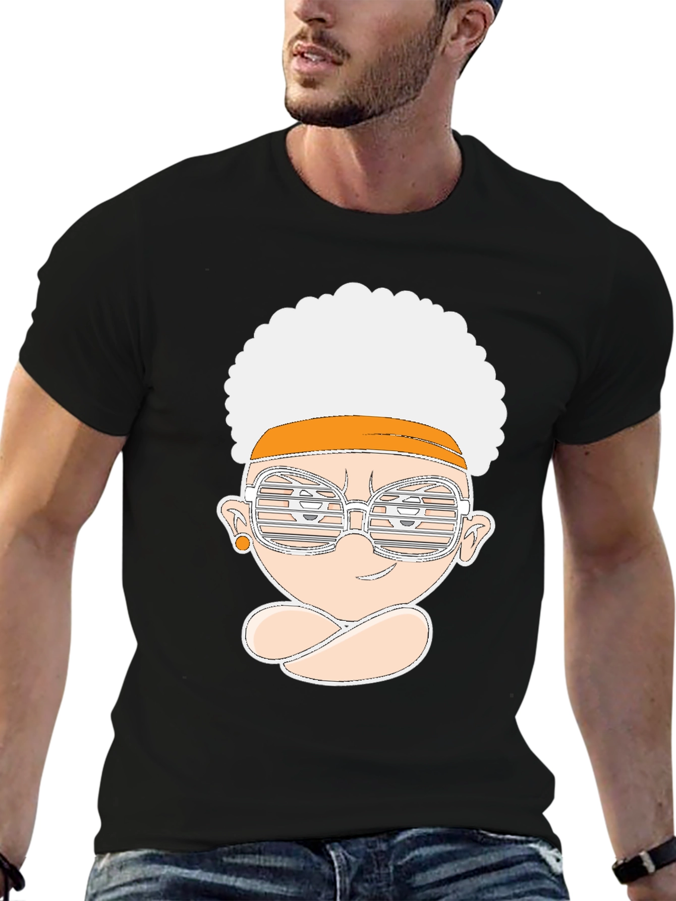 Black Funky Afro Cartoon Tee view 6