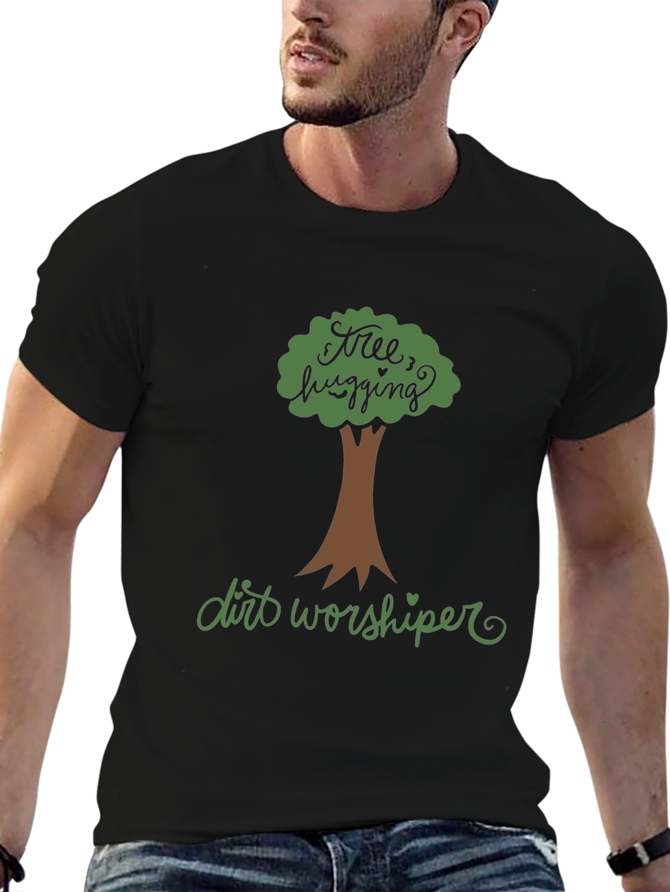 Black Tree Hugging Dirt Worshiper Graphic Tee - Eco-Friendly view 6