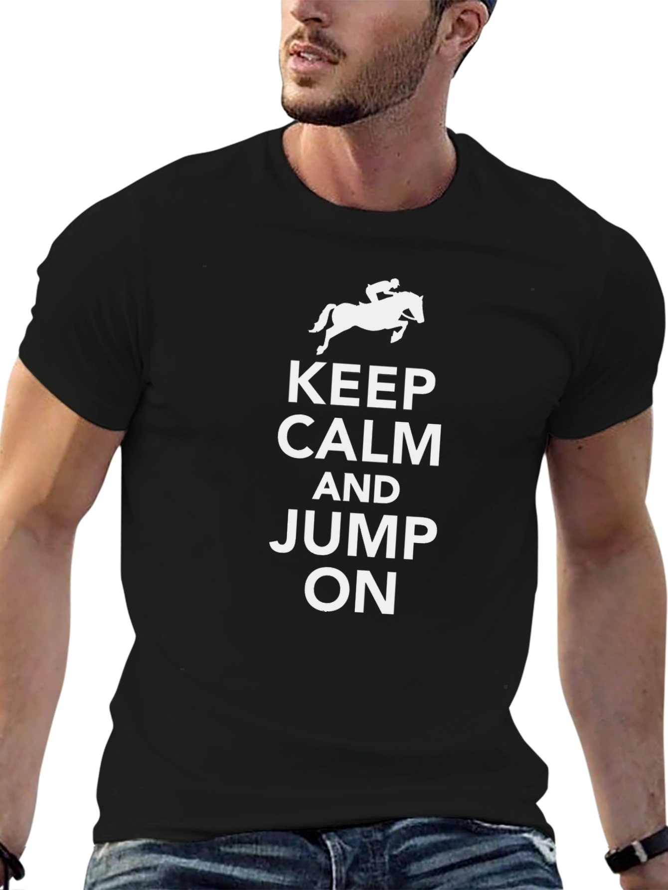 Black Keep Calm & Jump On Black T-Shirt view 6