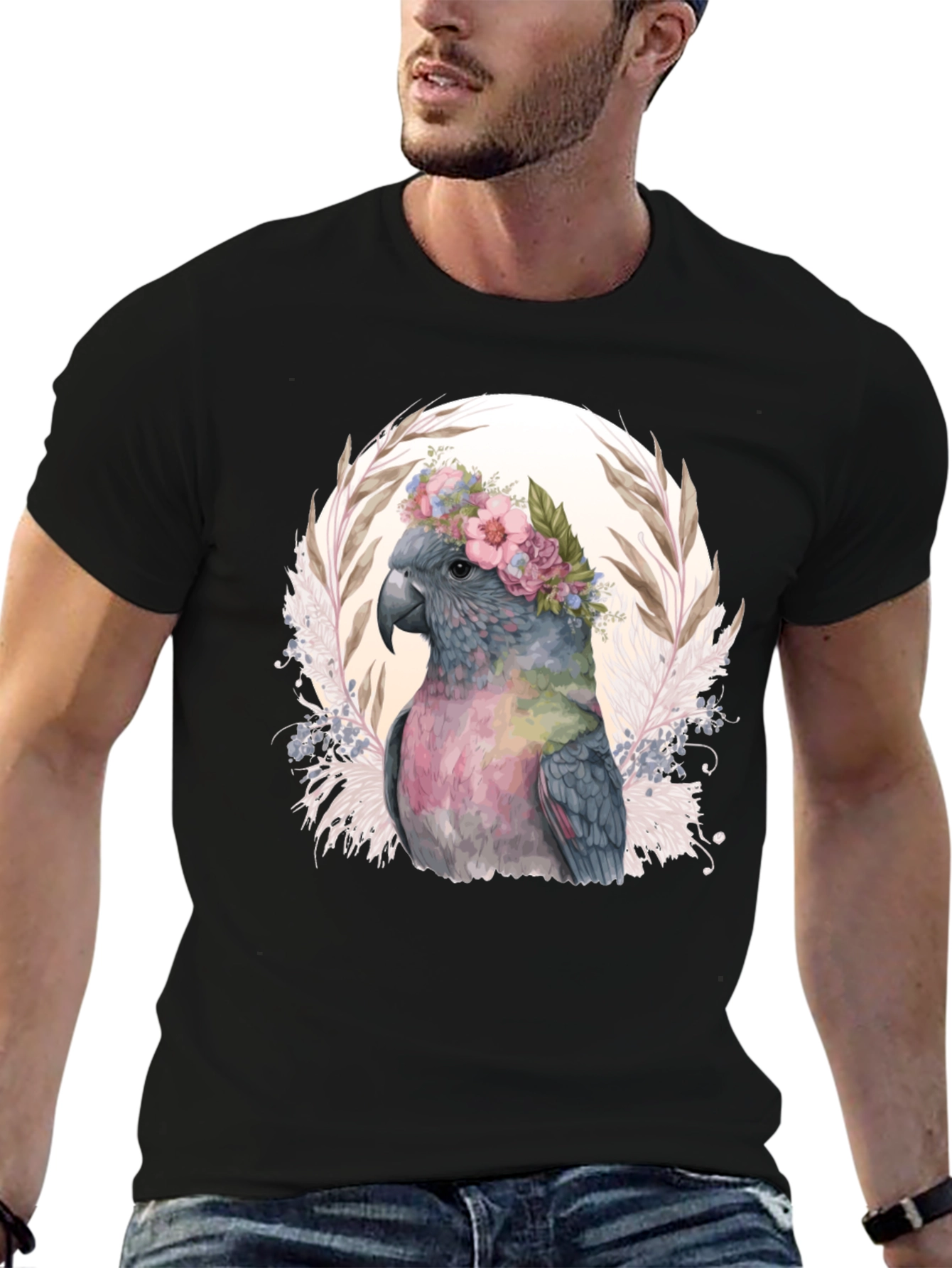 Black Floral Cockatoo Graphic Tee view 6