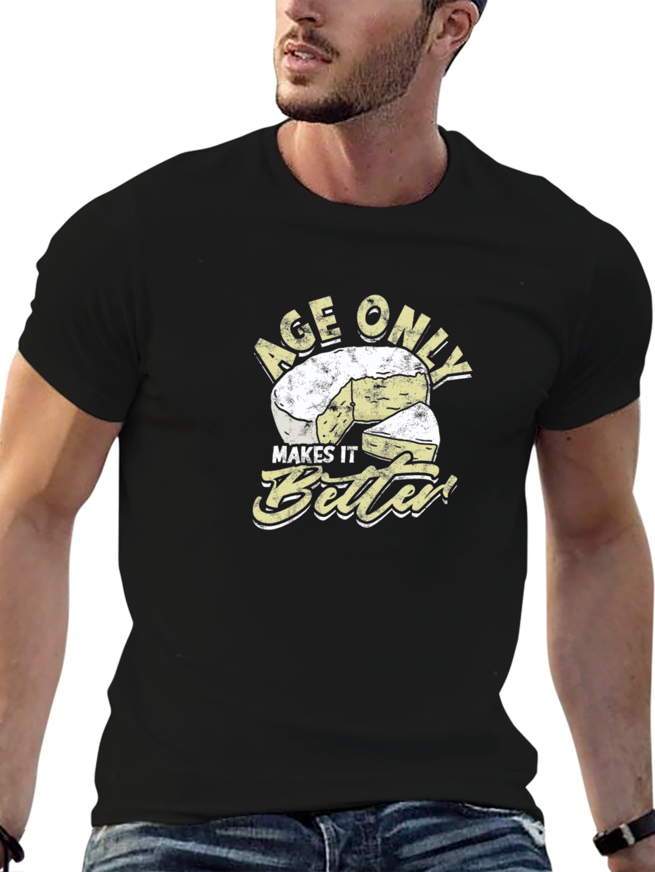 Black Age Only Makes It Better Cheese Graphic T-Shirt view 6