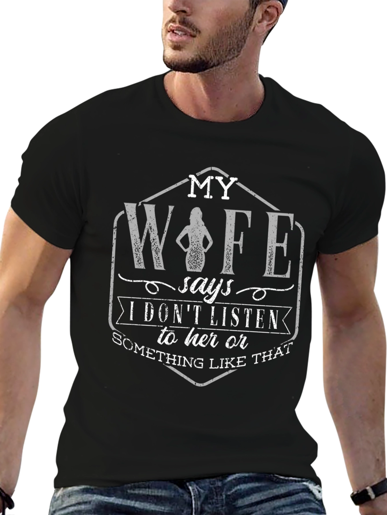Black Funny My Wife T-Shirt - Husband Gift view 6